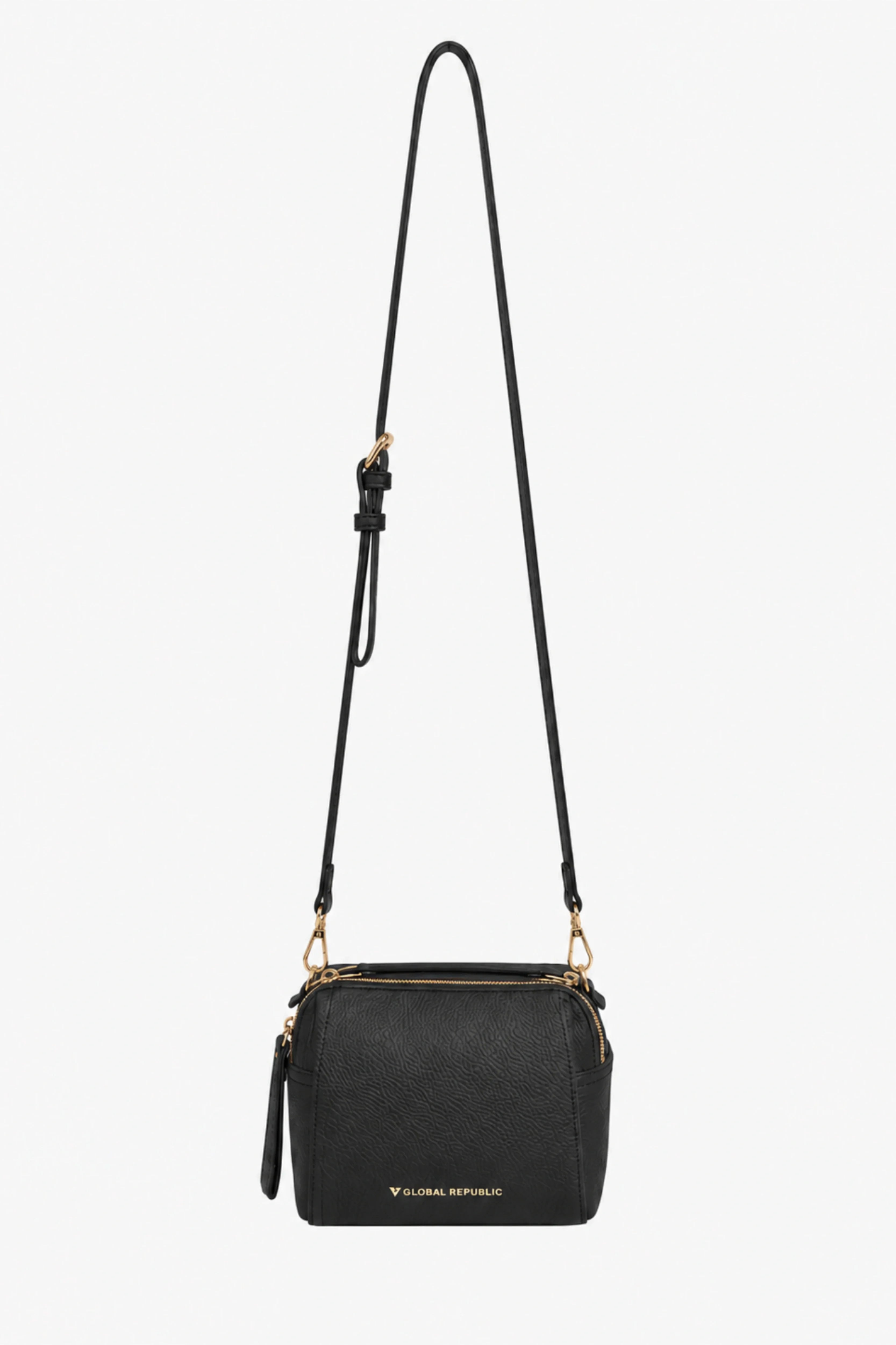 Black Solid Bucket Bag-Global Republic