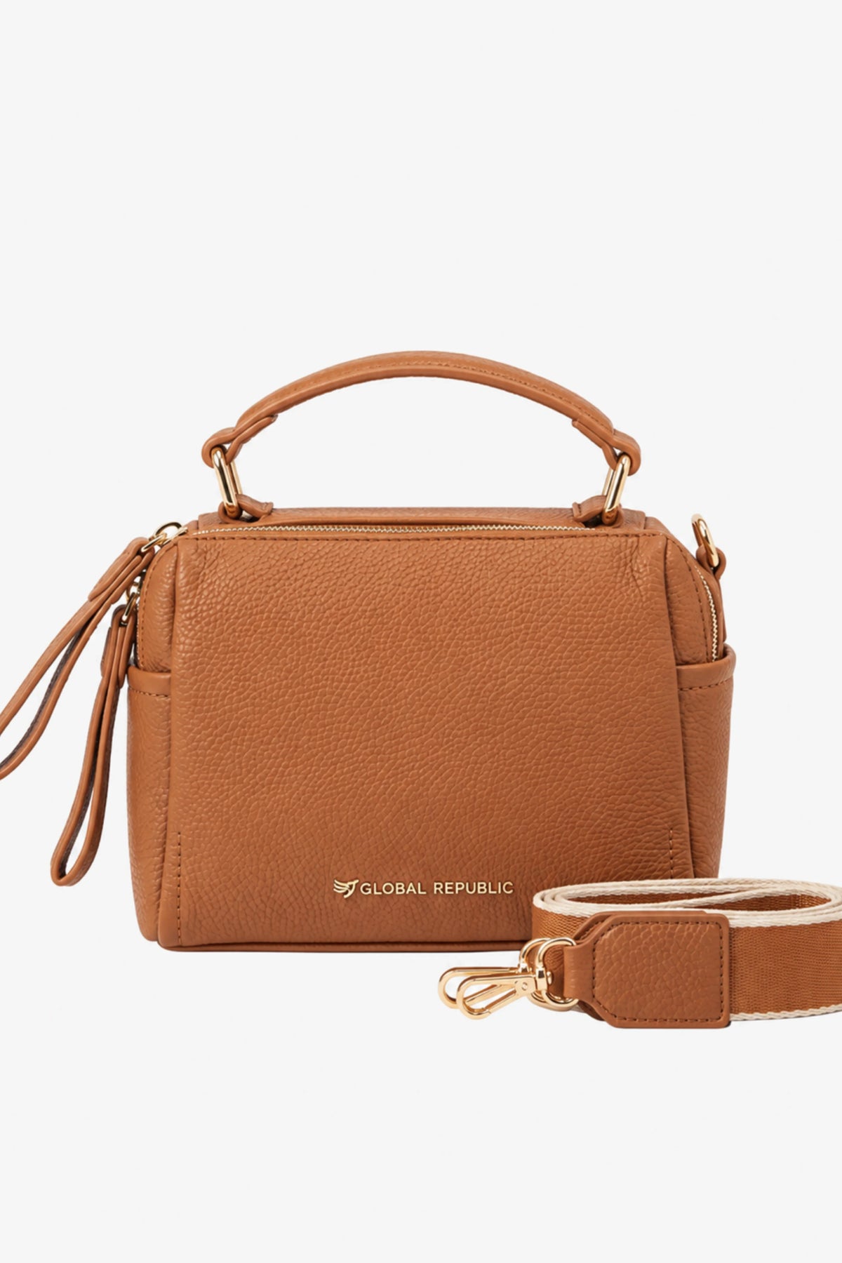 Caramel brown Solid Bucket Bag-Global Republic