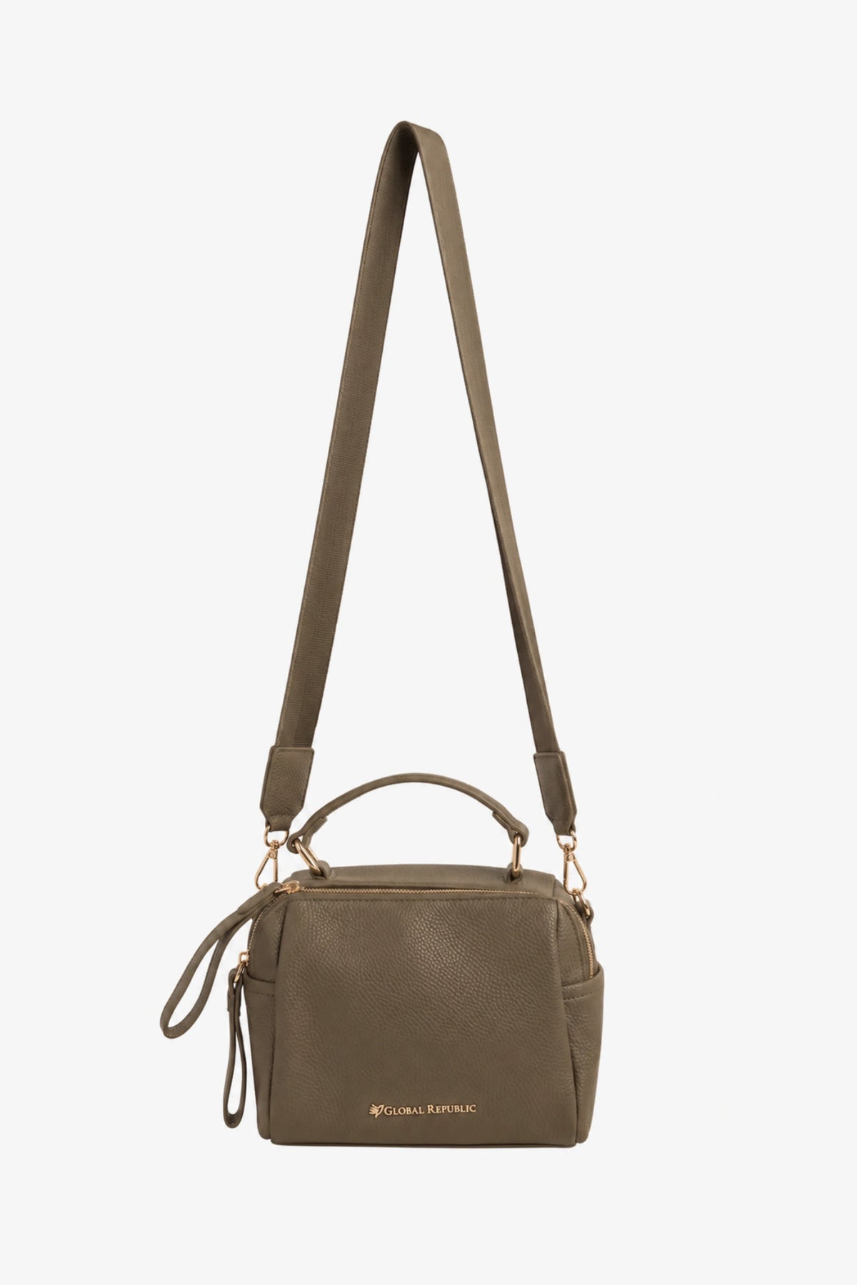 Khakhi Solid Bucket Bag-Global Republic