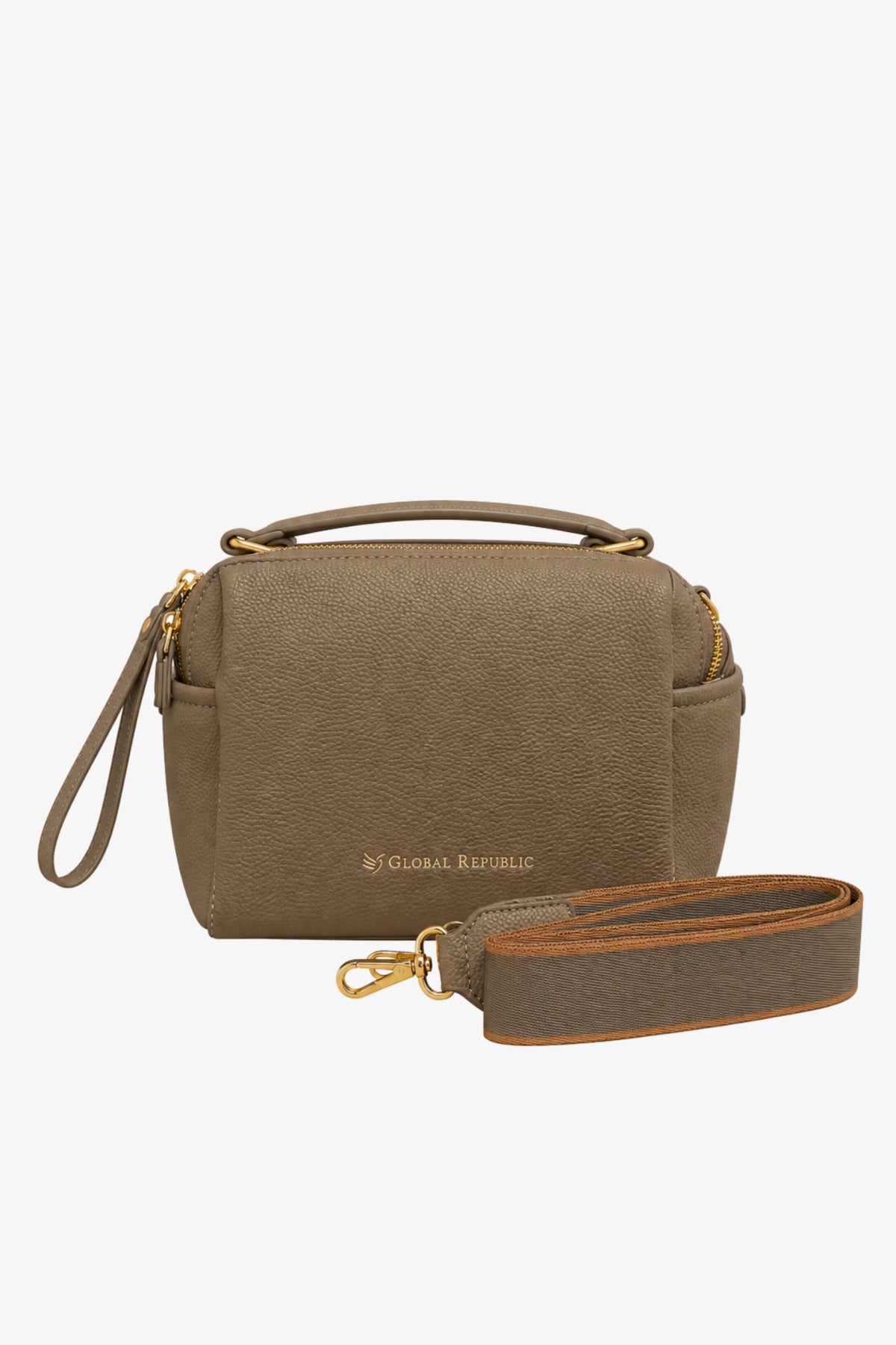 Khakhi Solid Bucket Bag-Global Republic