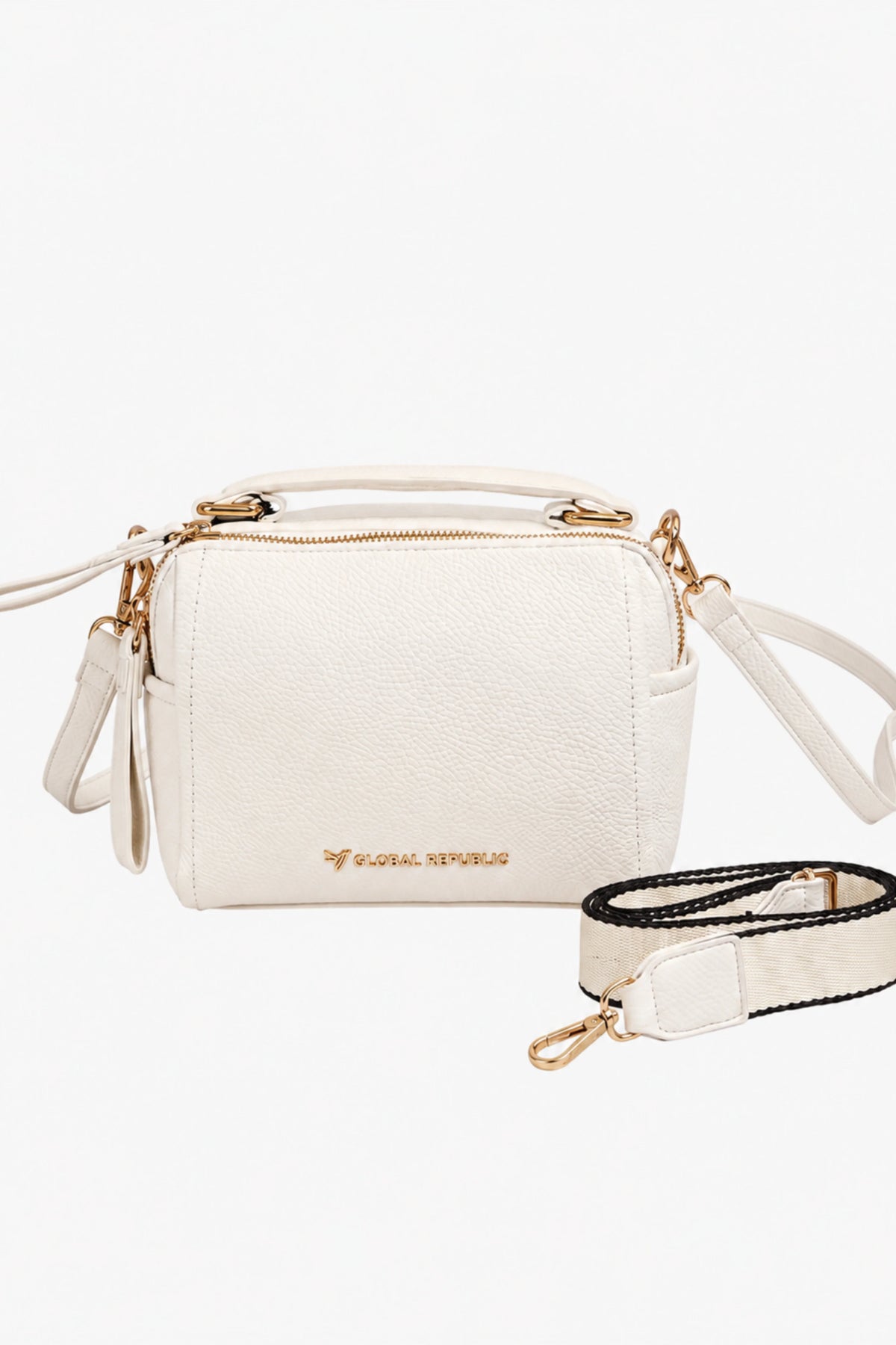 White Solid Bucket Bag-Global Republic