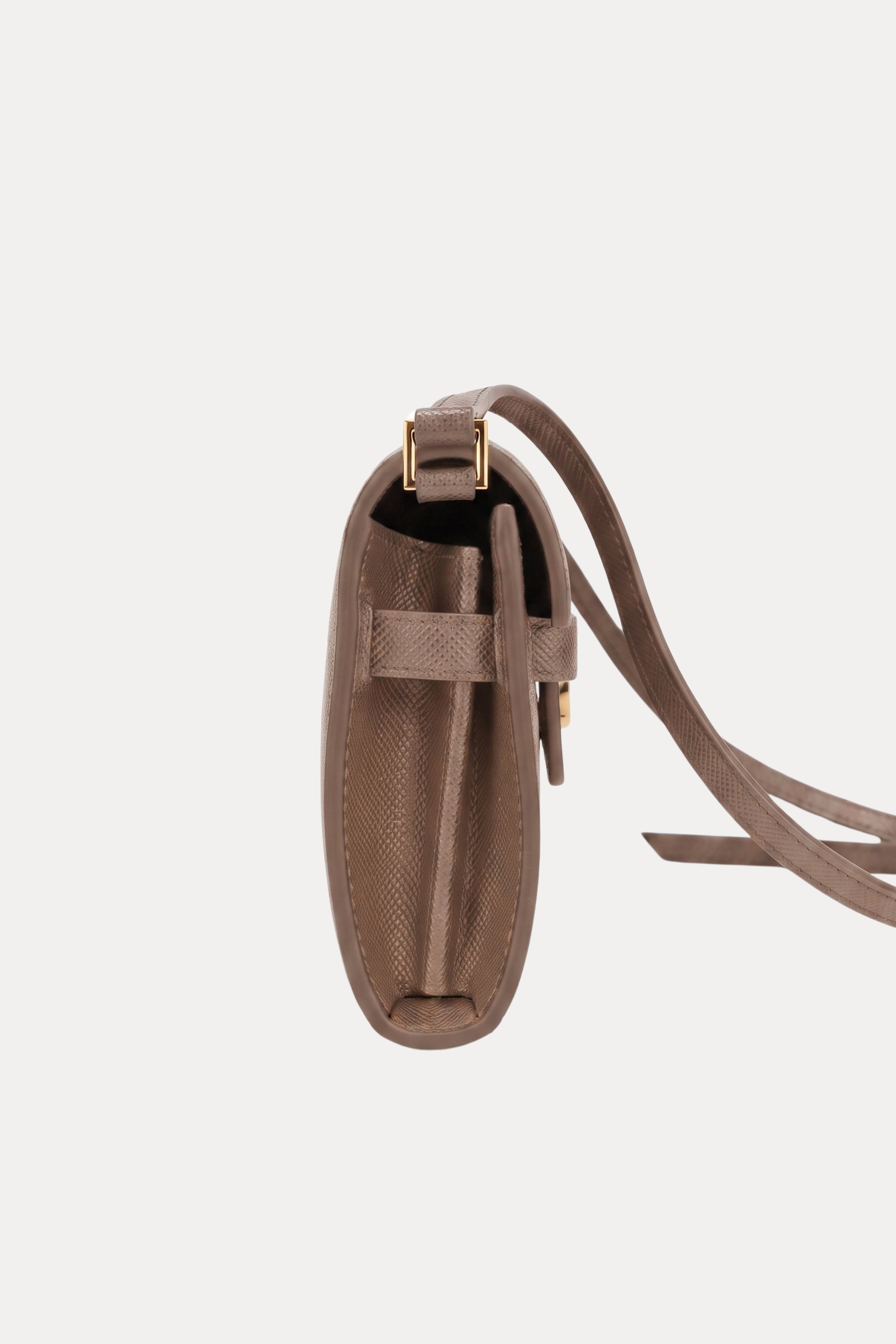 Grey Leather Wallet Sling Bag