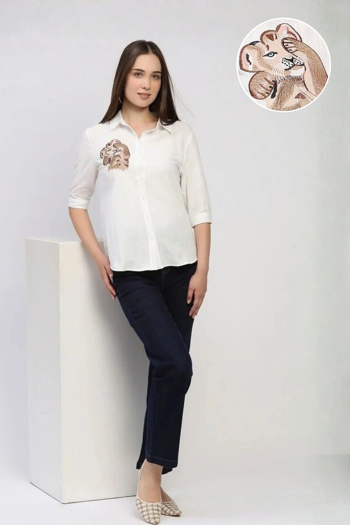 White Embroidered Shirt