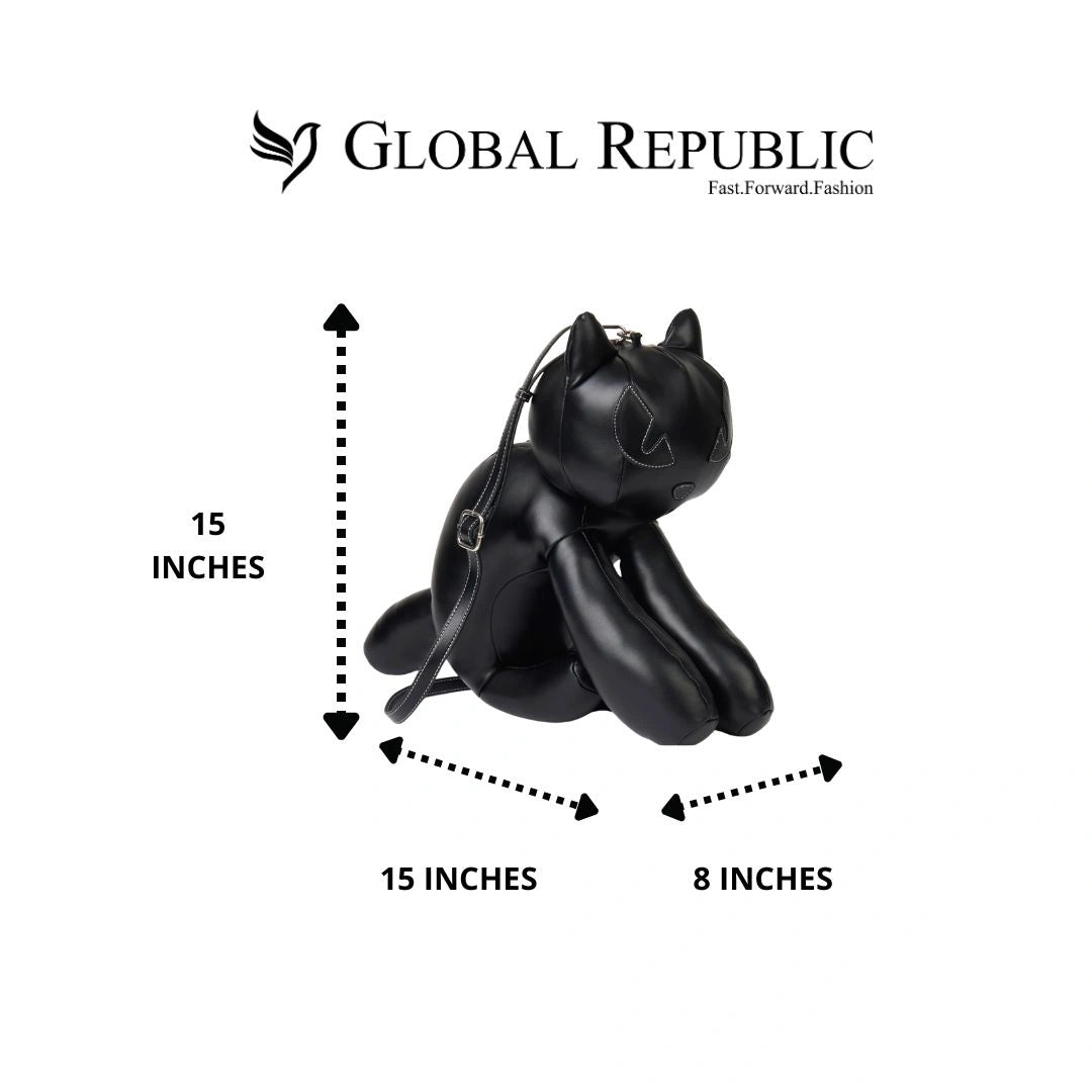 Black Sculpted Cat Crossbody Bag