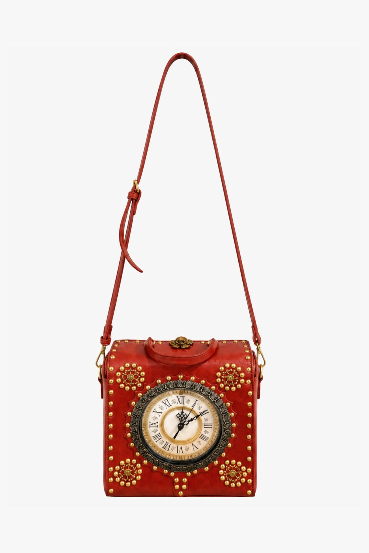 Red Vintage Clock Handbag-Global Republic