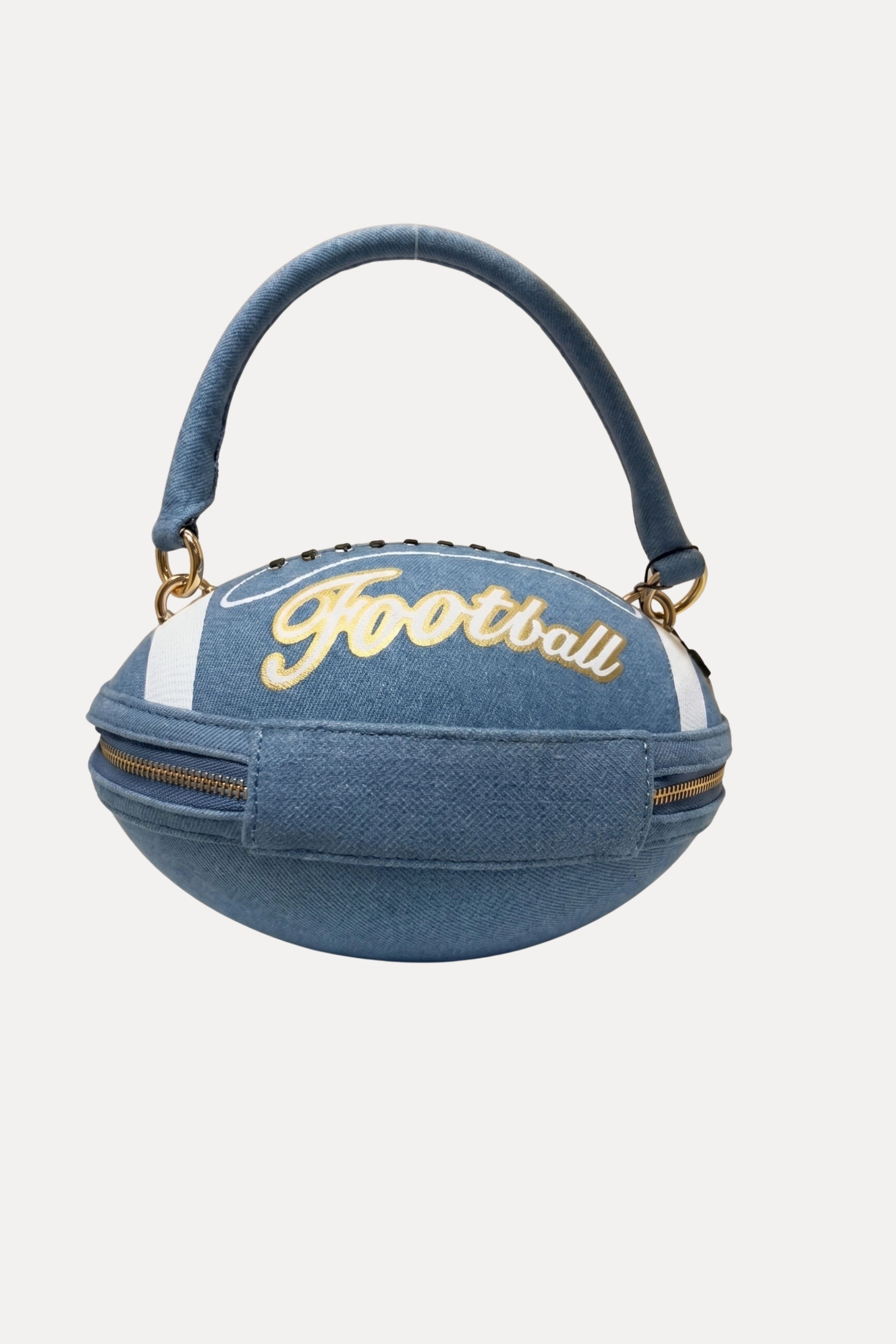 Football Shaped Handbag With Zip & Handle