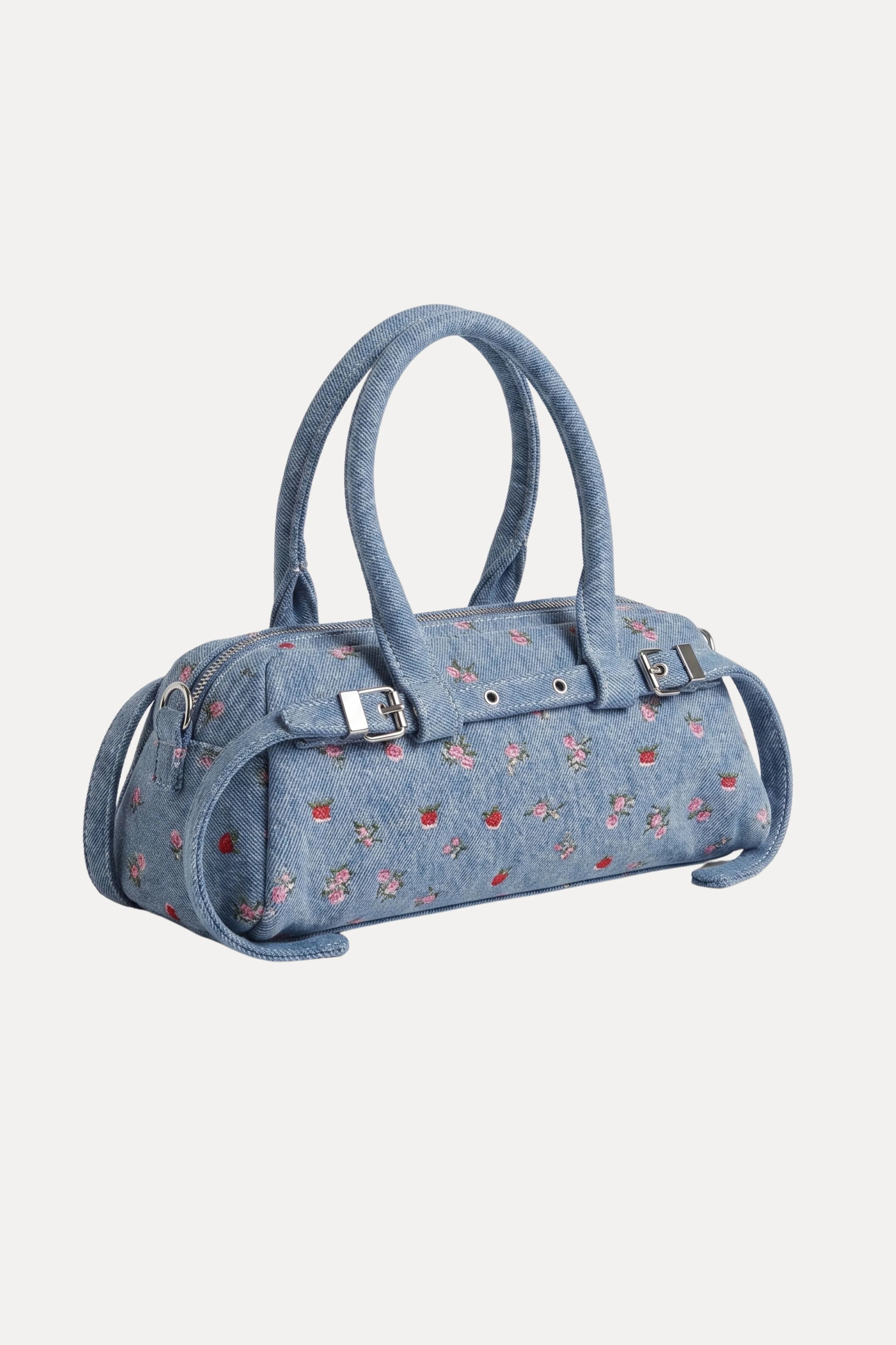 Floral Printed Denim Handbag