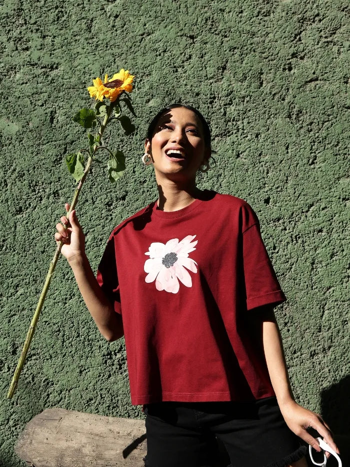 Wine UV Protective Cotton Boxy Top - Global Republic