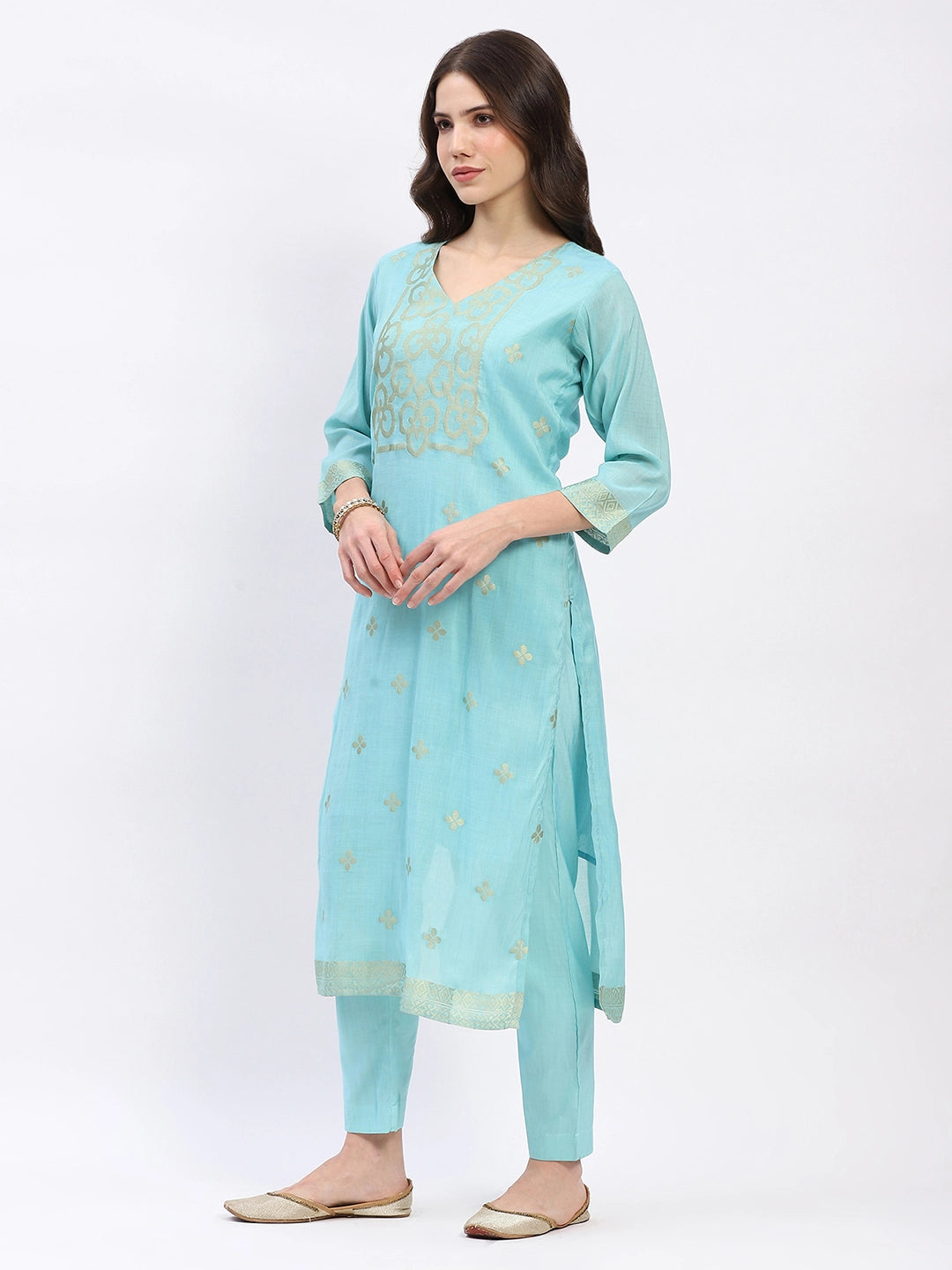 Ethnic Motif Chanderi Kurta Set - Global Republic