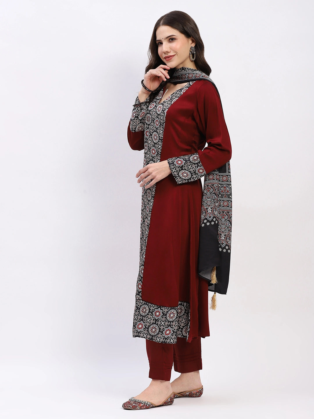 Maroon Modal Kurta Set - Global Republic
