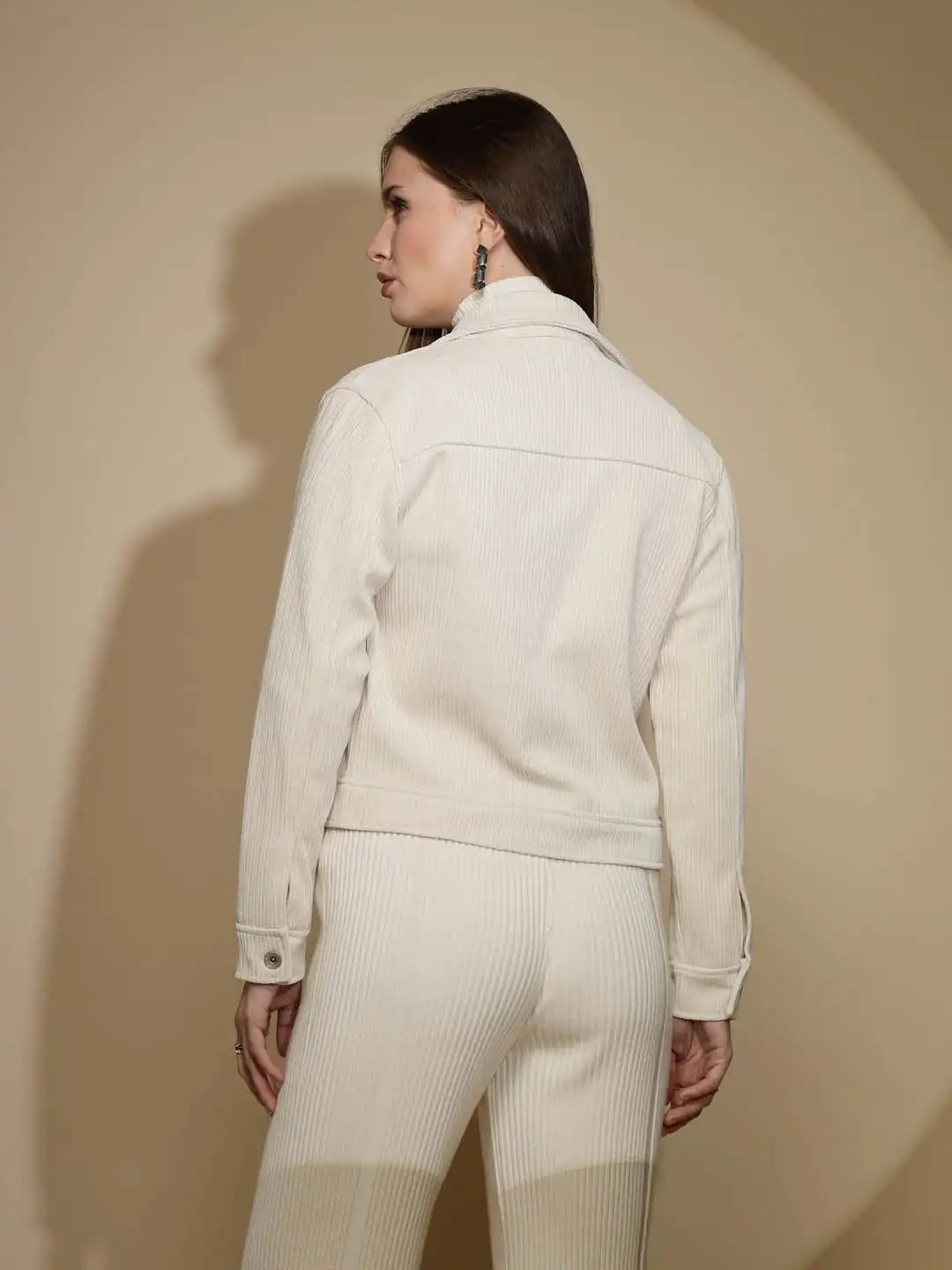 Beige Corduroy Suede Jacket - Global Republic