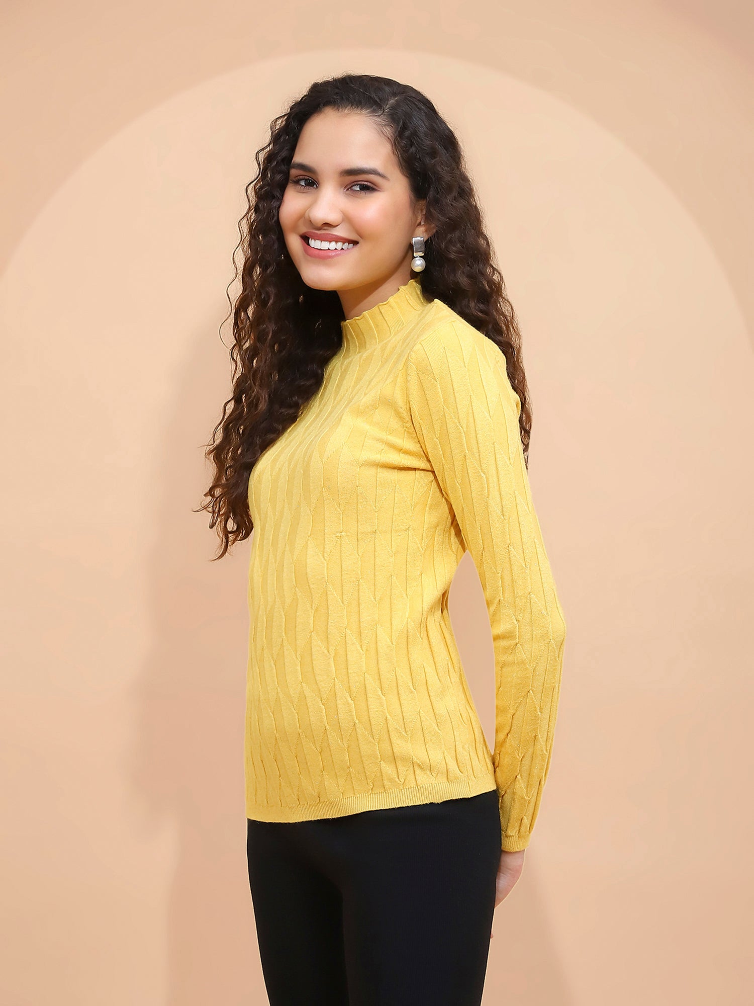 Mustard Slim Fit Skivvy Pullover - Global Republic