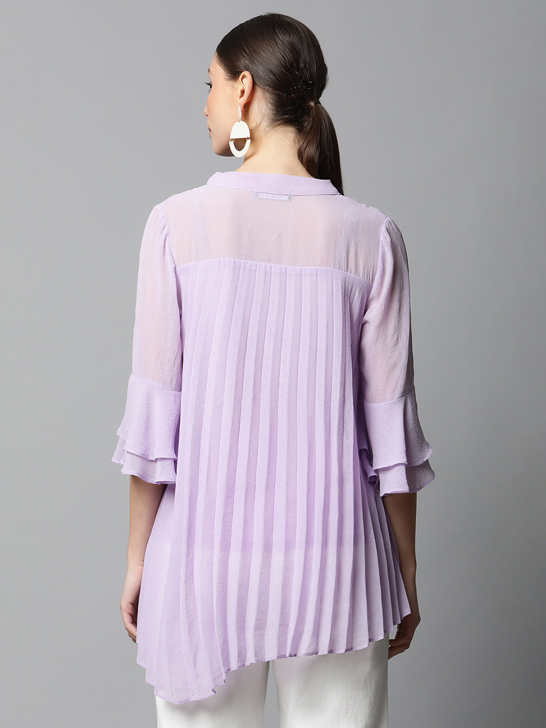 Pink Flared Fit Asymmetric Hem Top - Global Republic