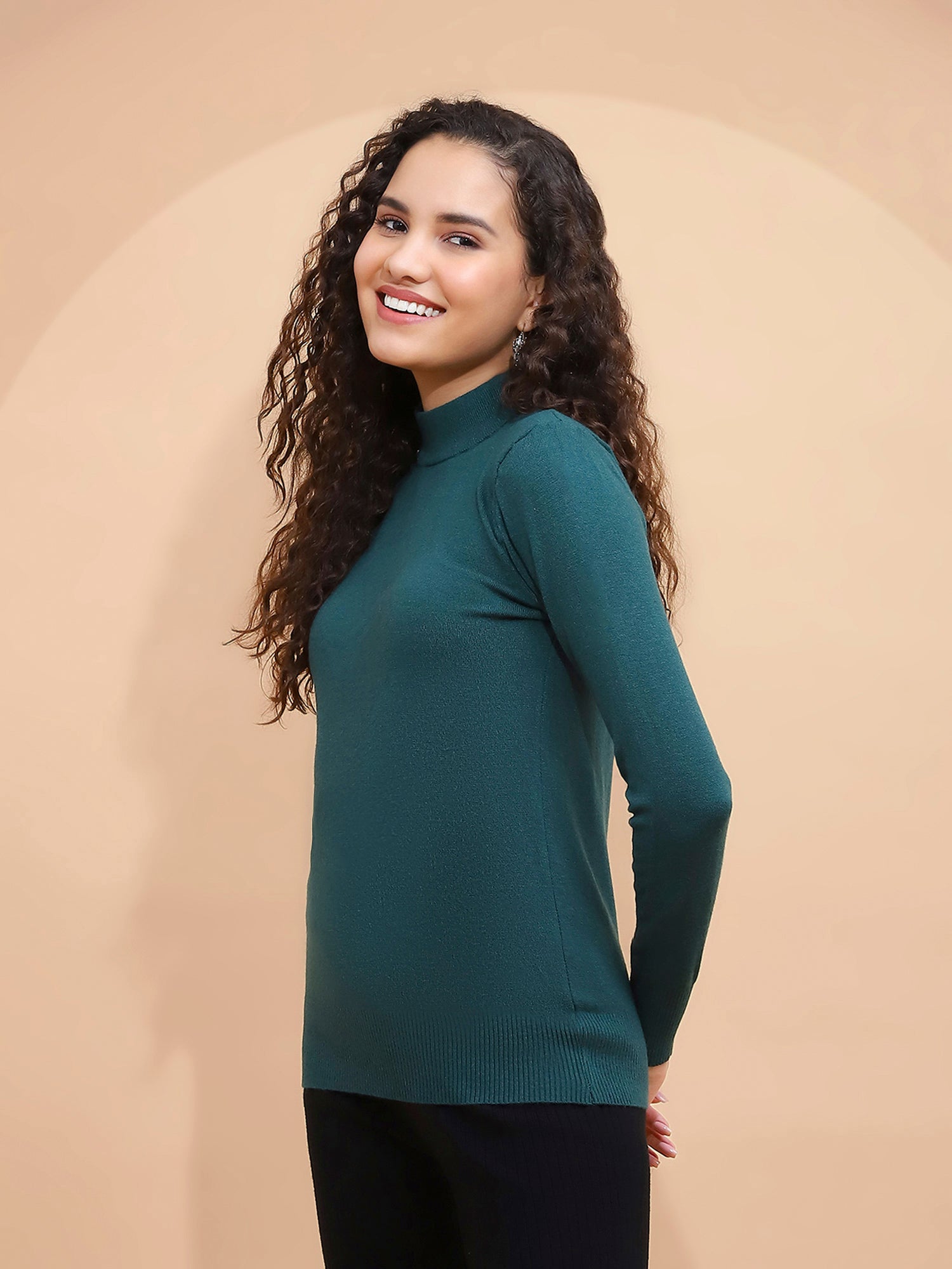 Bottle Green Turtle Neck Skivvy Top - Global Republic