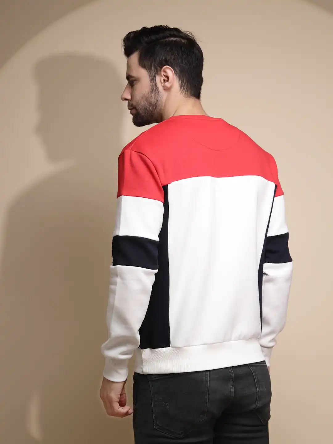 Men Off White Printed Round Neck Full Sleeve Hosiery Sweatshirt - Global Republic