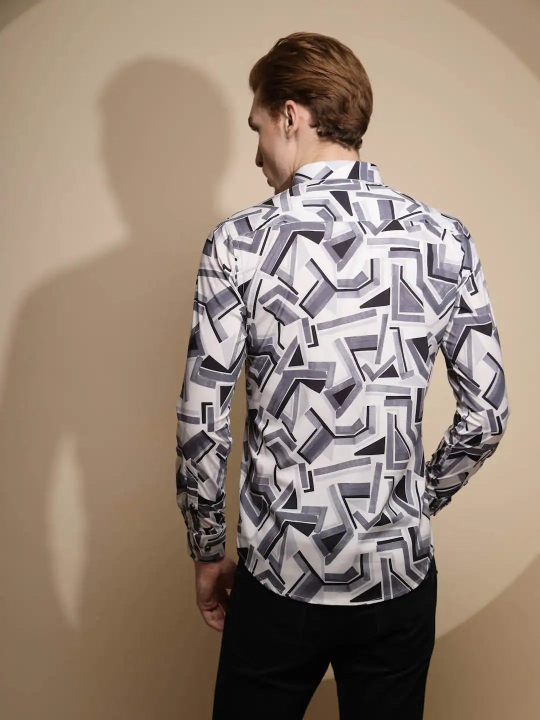 Black & White Satin Lycra Shirt - Global Republic