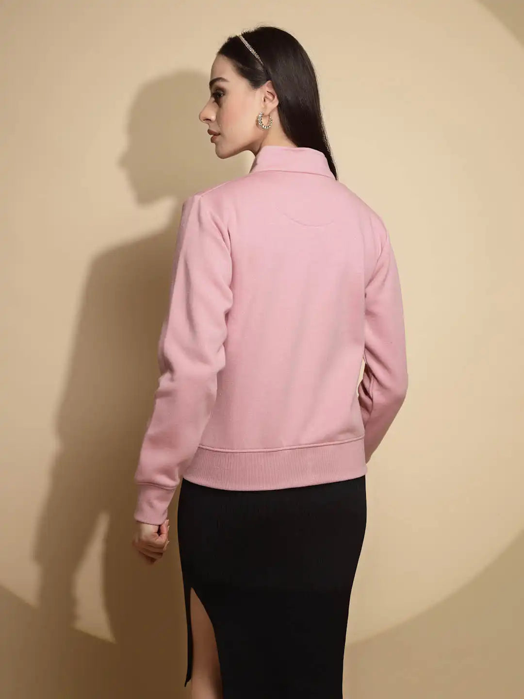 Pink Solid Acrylic Sweatshirt - Global Republic