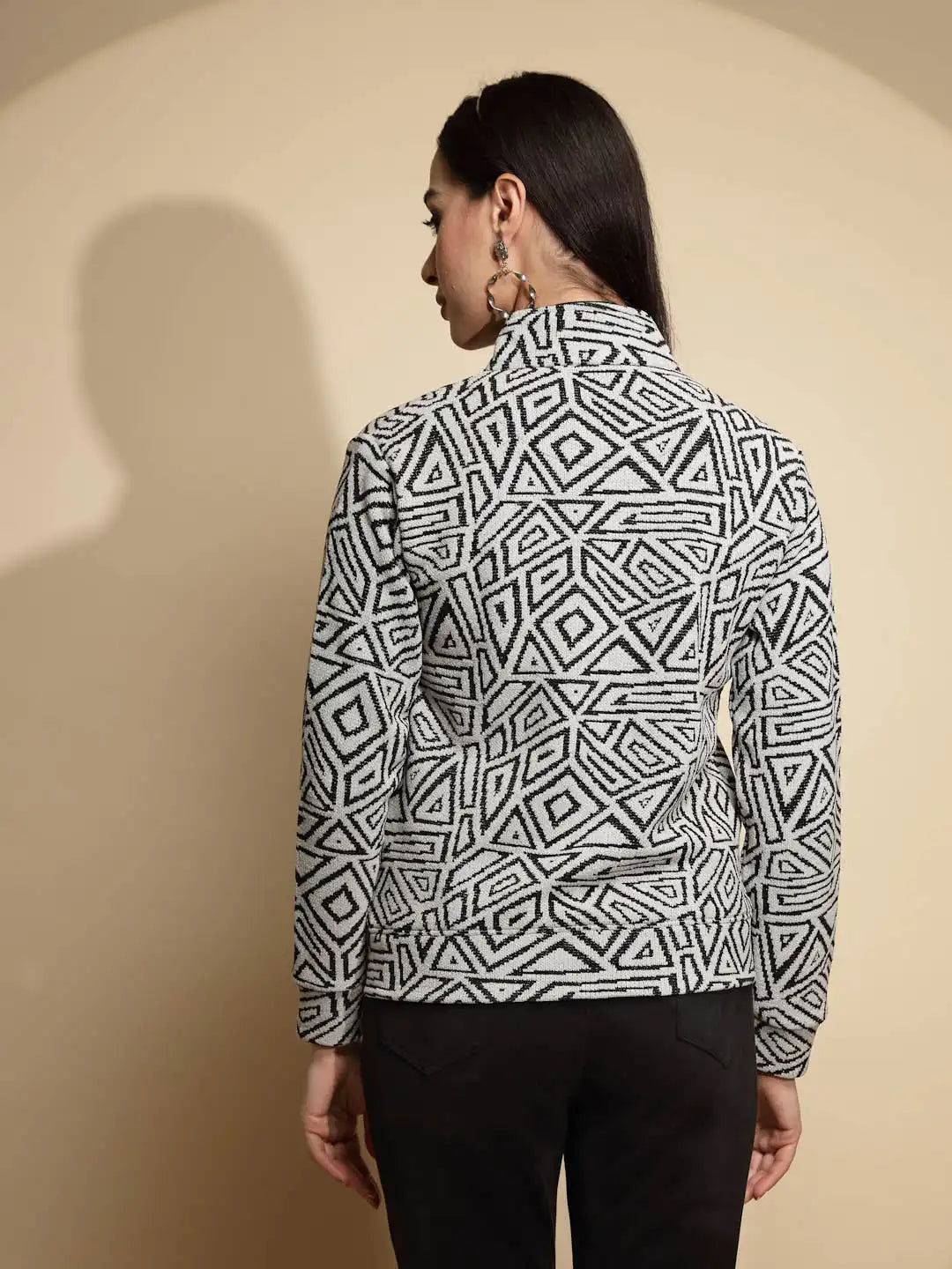 Monochrome Geometric Acrylic Sweatshirt - Global Republic