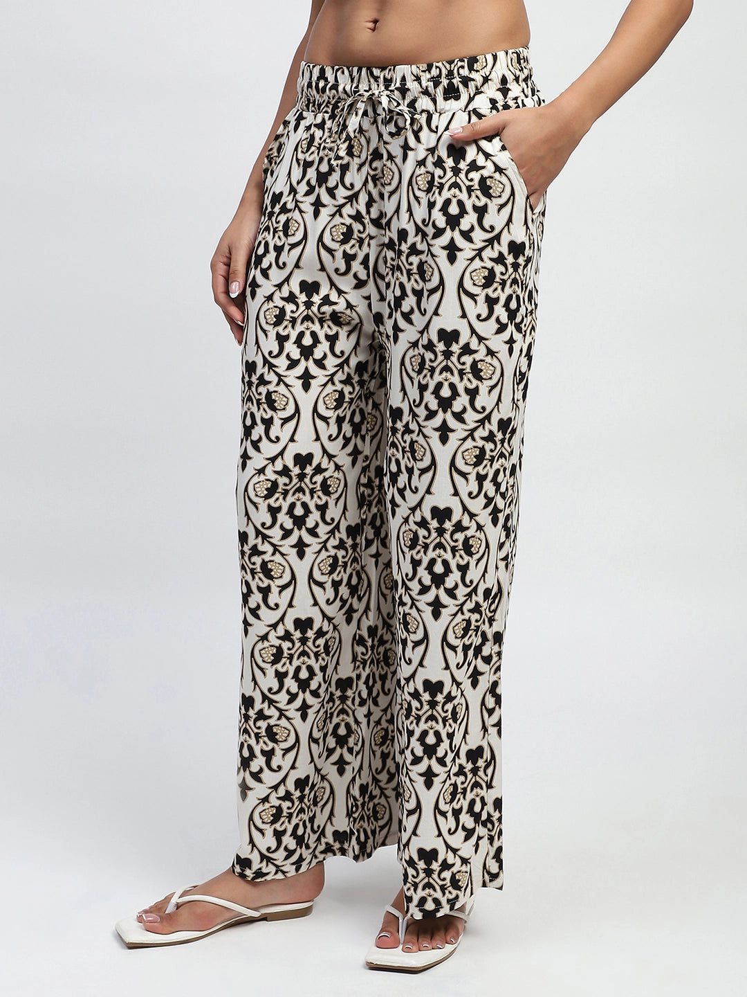 Black Rayon Abstract Print Nightsuit - Global Republic