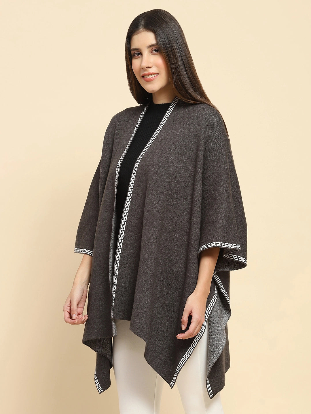 Charcoal Wool Blend Winter Shrug - Global Republic