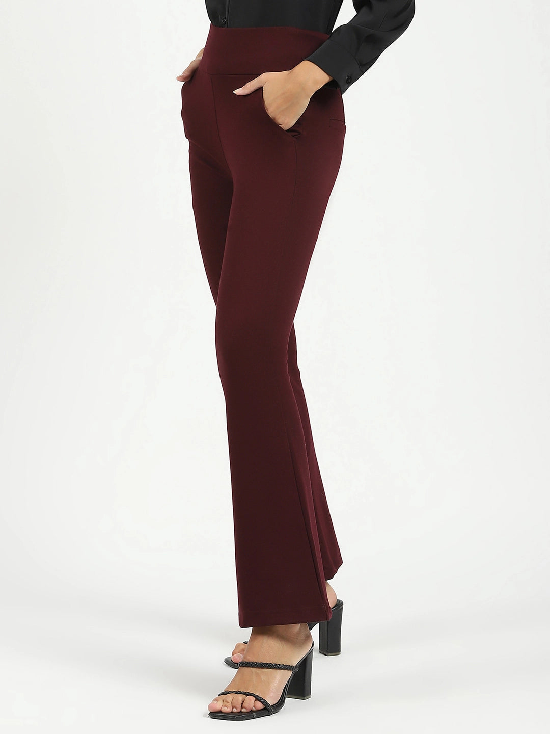 Burgundy Stretchable Bootcut Trouser - Global Republic