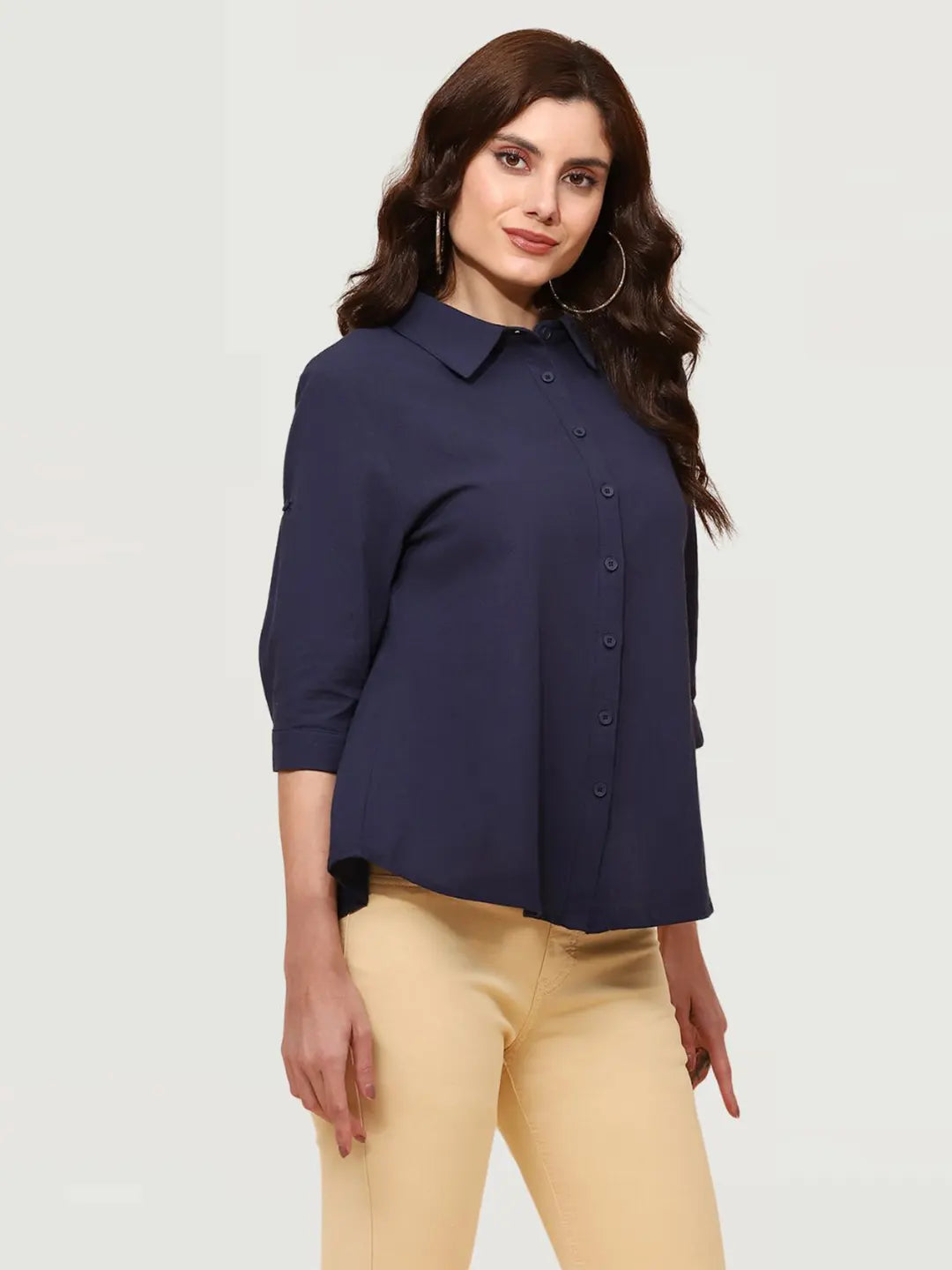Navy Blue Cotton Formal Shirt - Global Republic