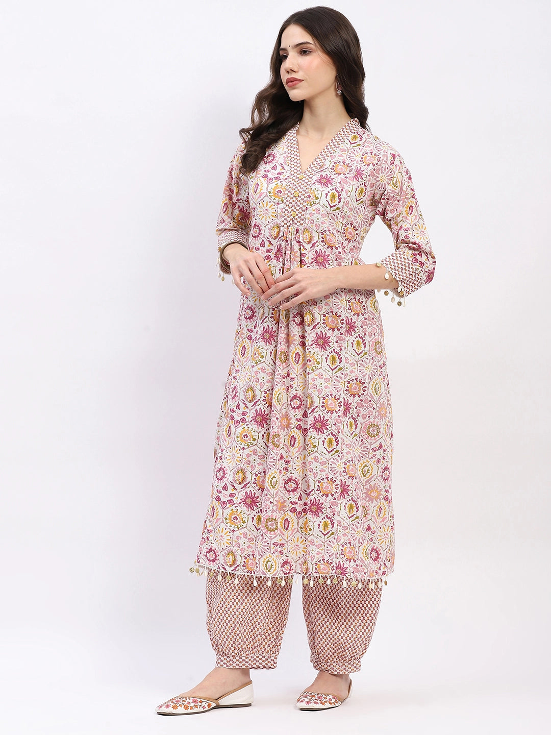 Cotton Floral Kurta Set - Global Republic