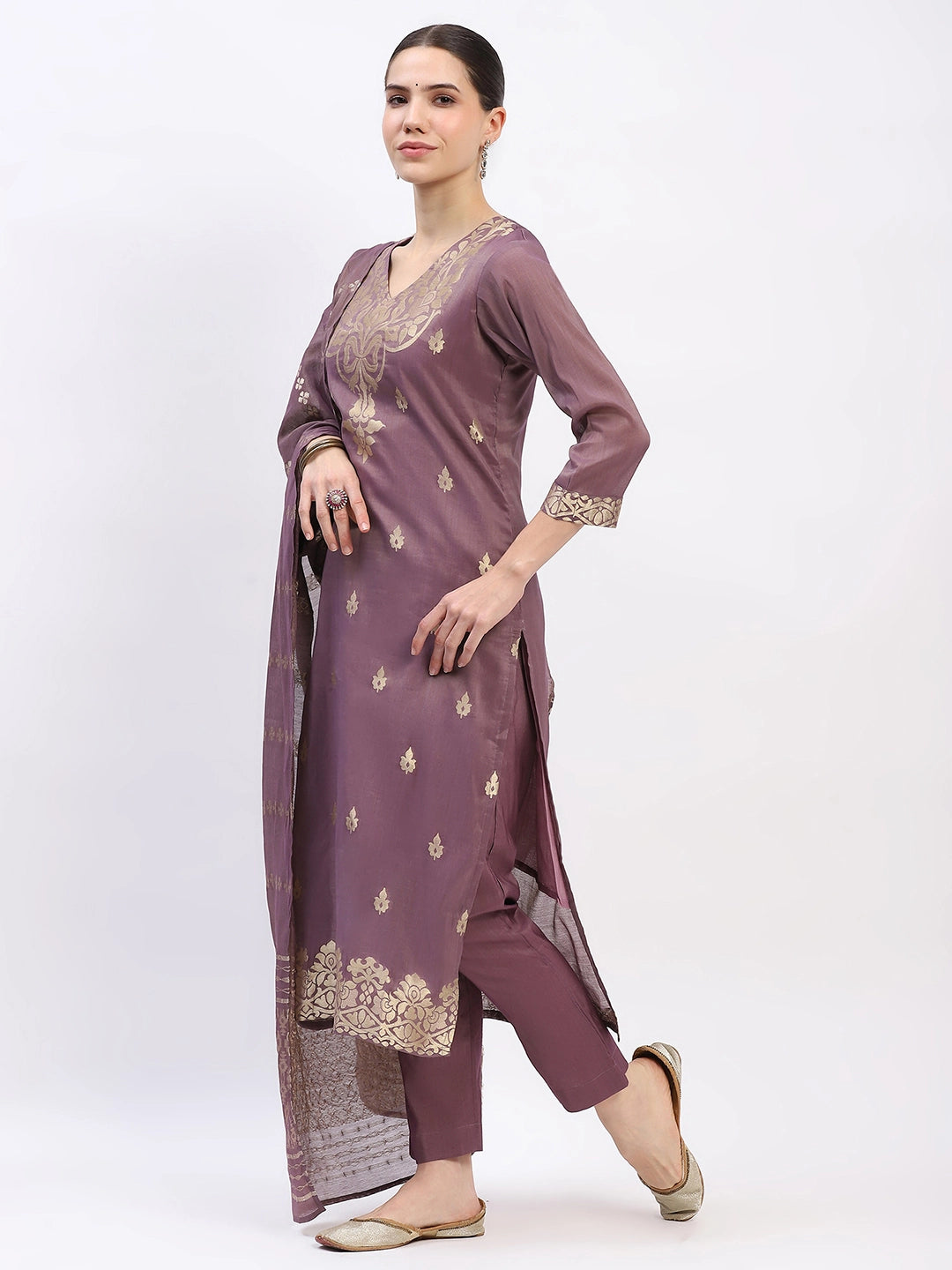 Festive Chanderi Ethnic Suit Set - Global Republic