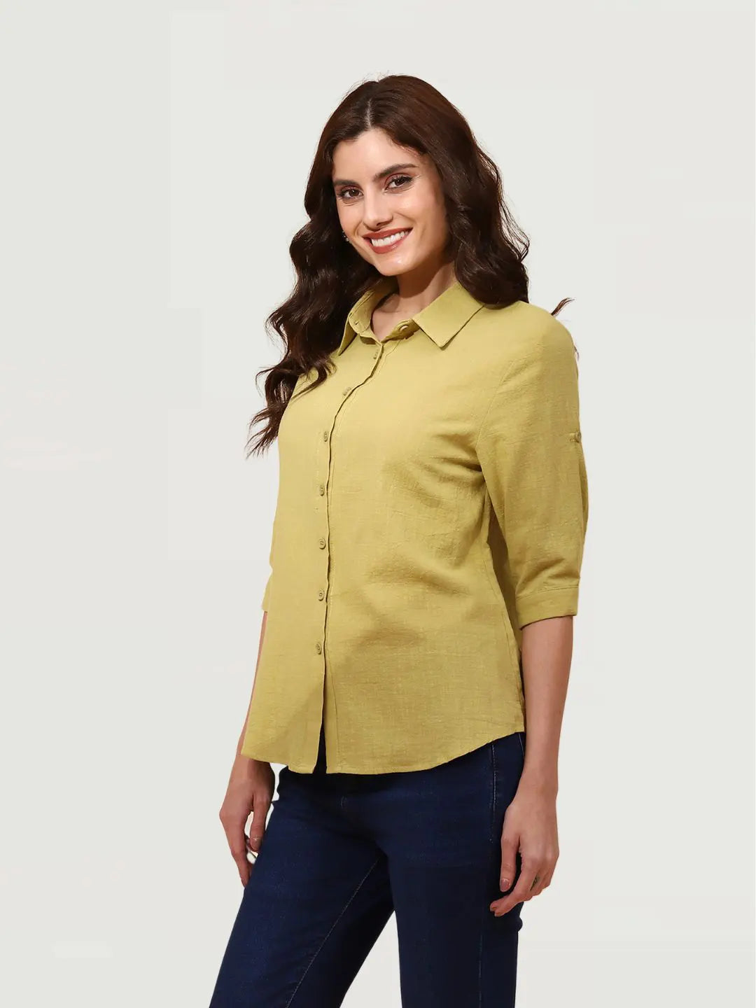 Light Olive Cotton Formal Shirt - Global Republic