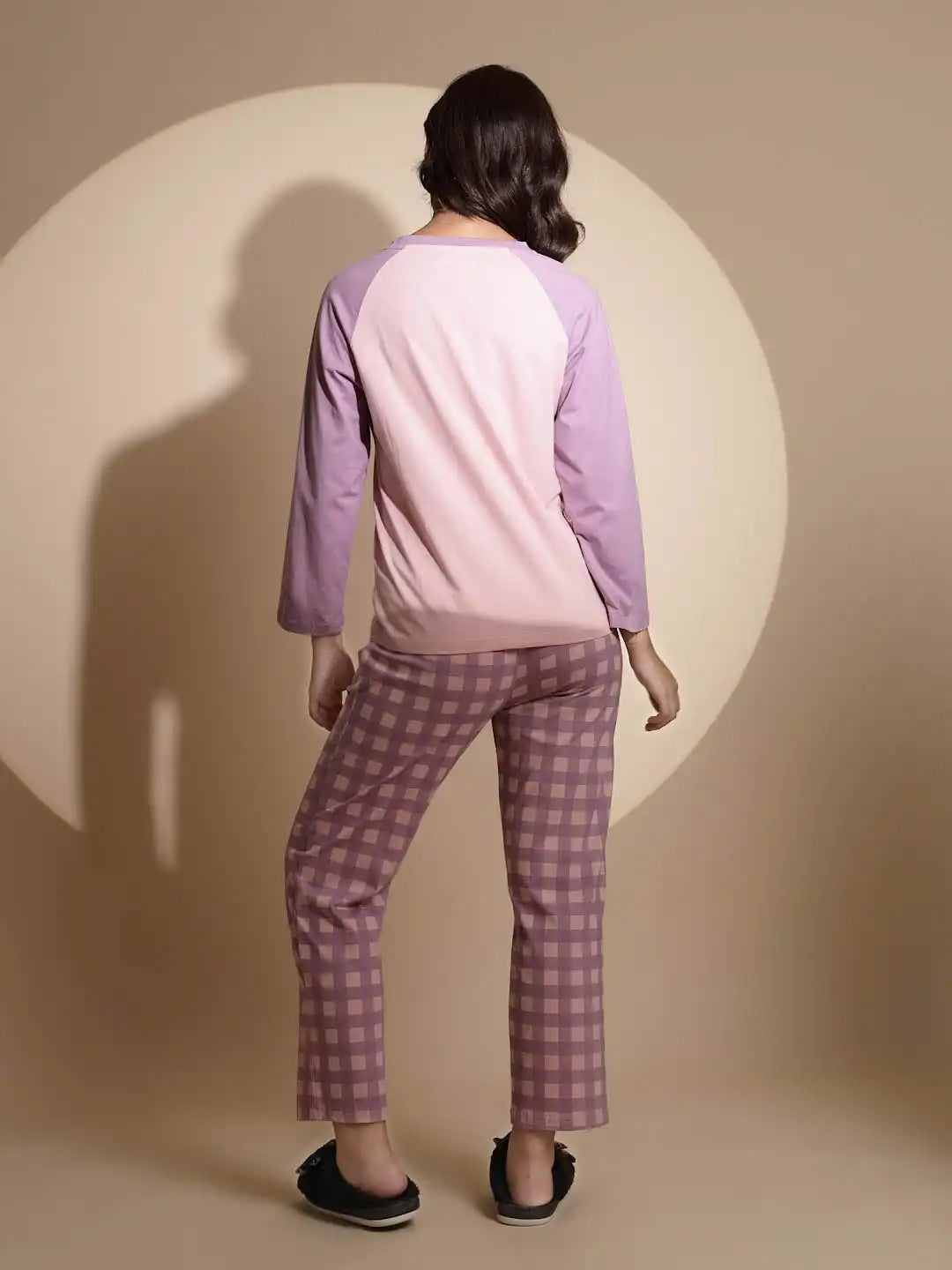 Purple Hosiery Solid Top & Pyjama Night Suit Set - Global Republic