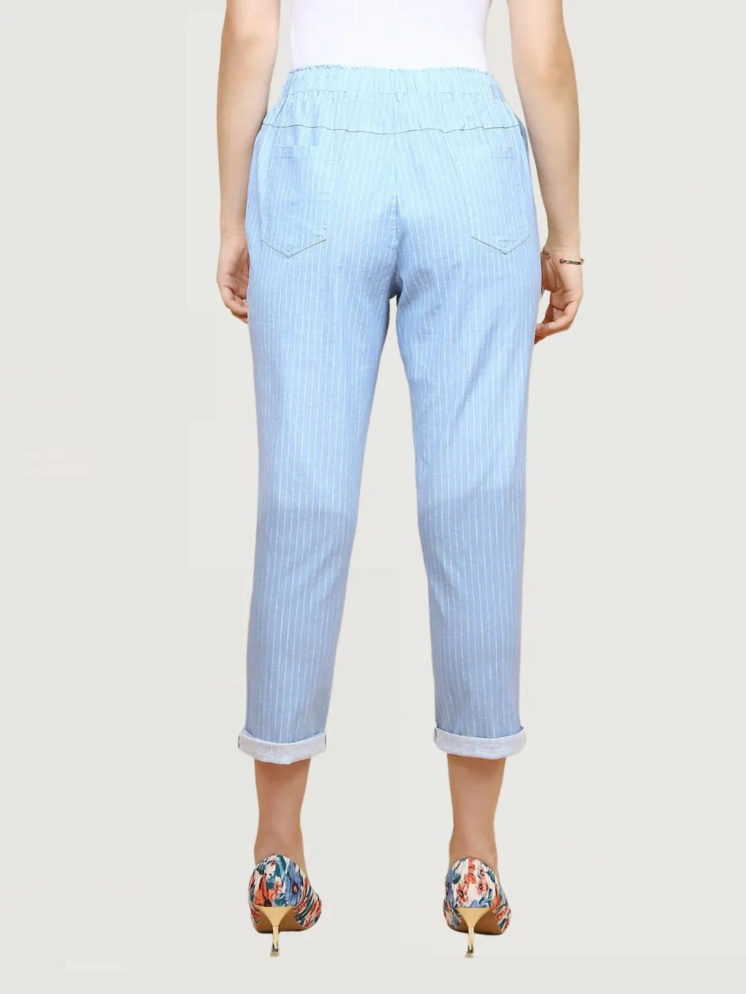 Sky Blue Cotton Regular Fit Lower - Global Republic