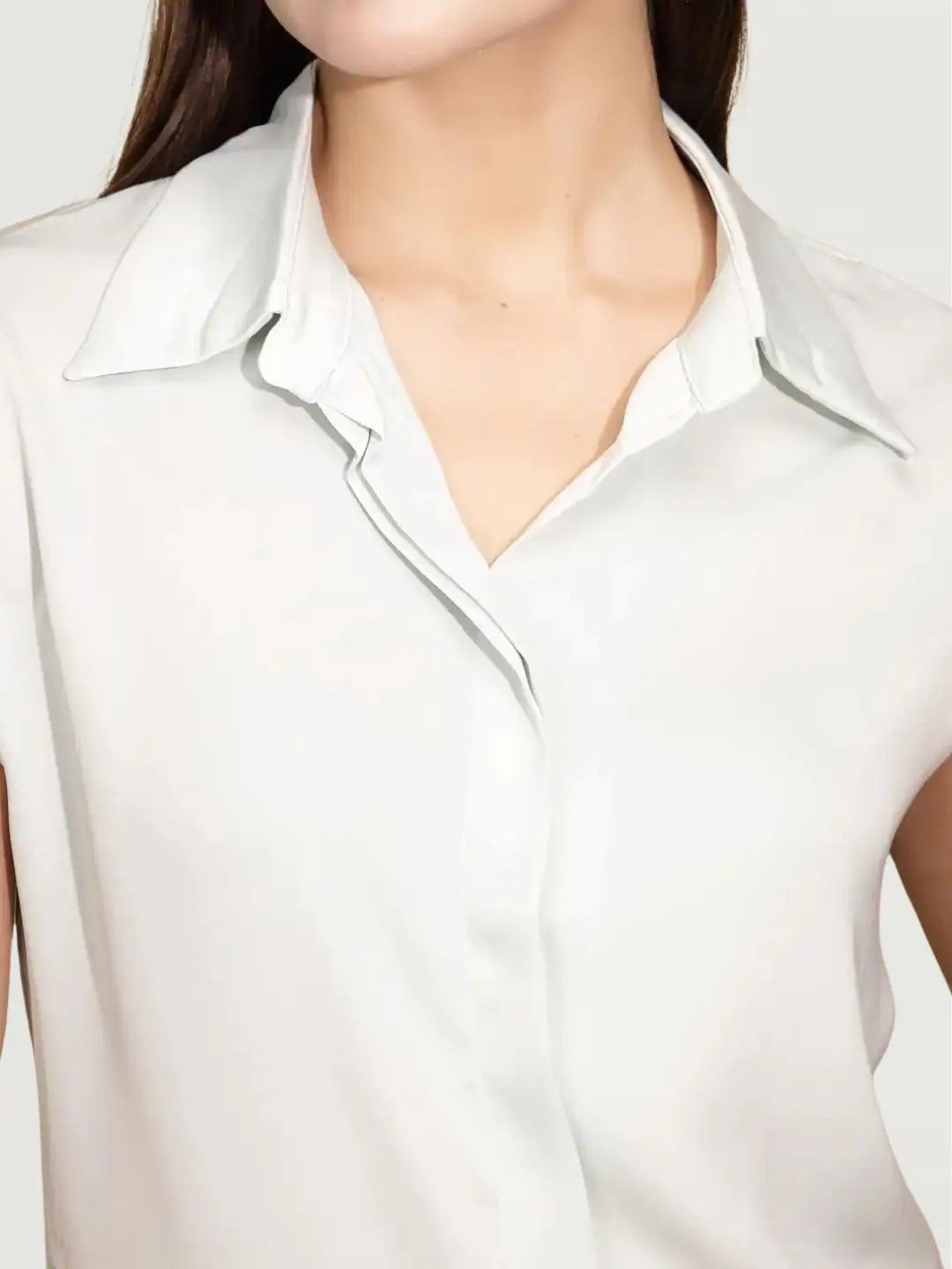 Pastel Green Satin Loose Formal Shirt - Global Republic