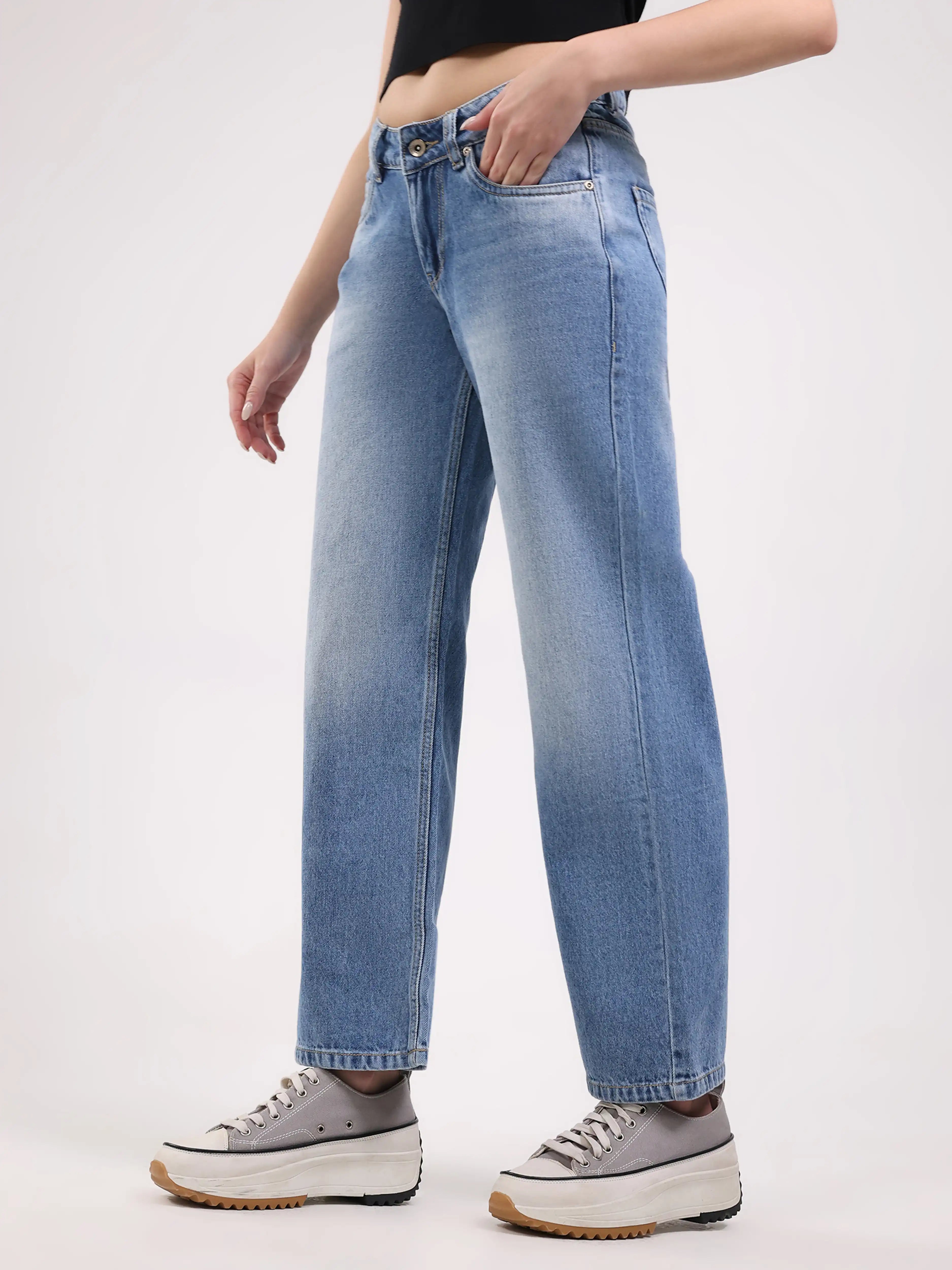 Light Blue Straight Leg Jeans