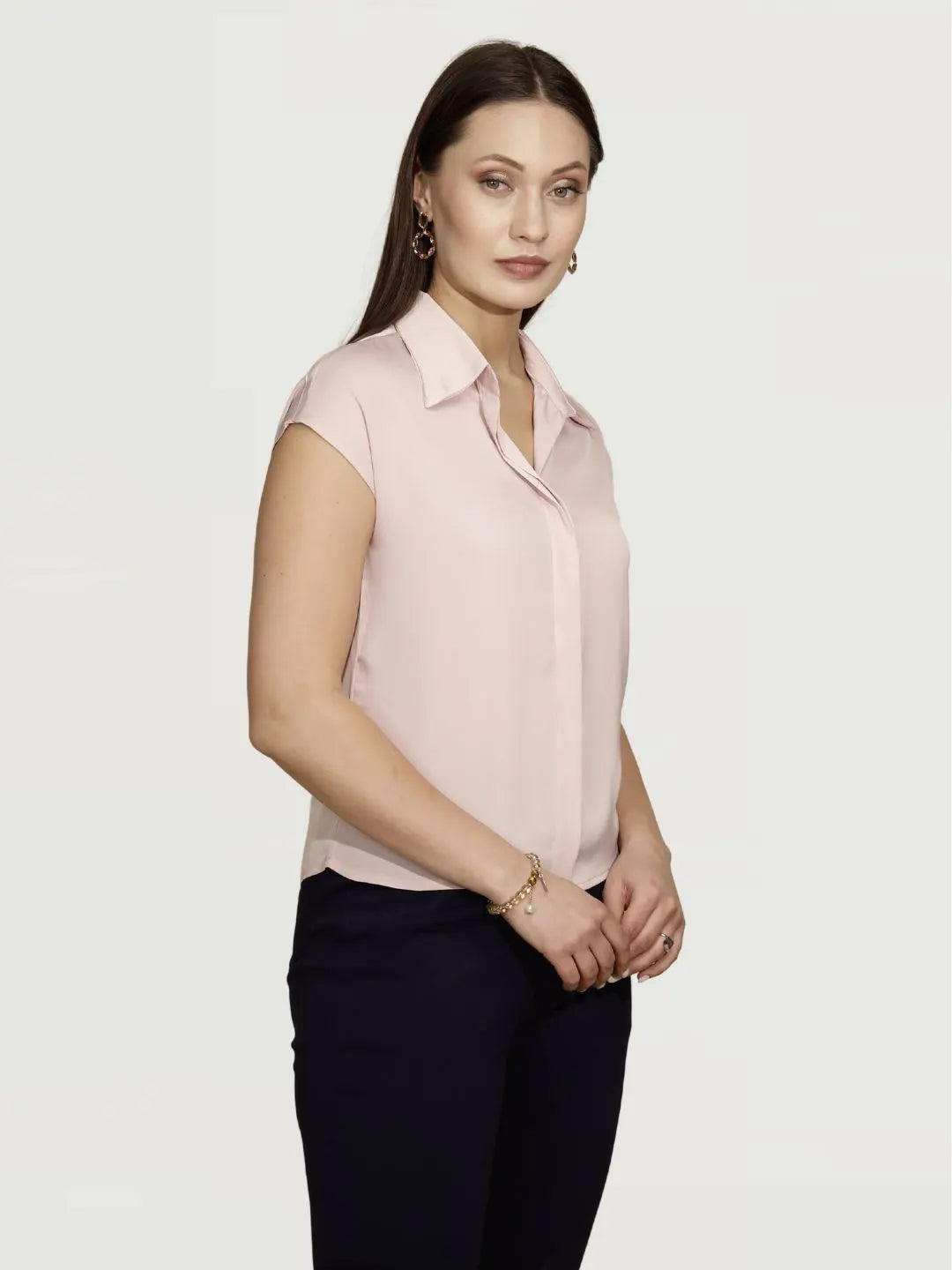 Pastel Pink Satin Loose Formal Shirt - Global Republic