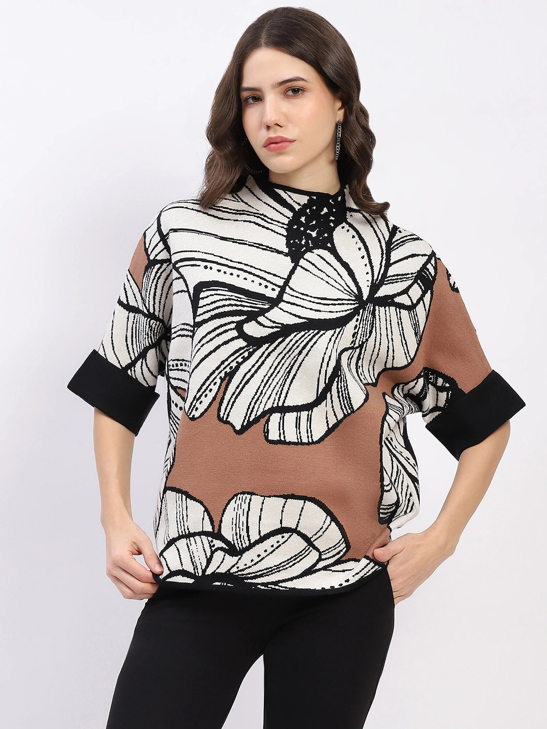 Abstract High Neck Pullover - Global Republic