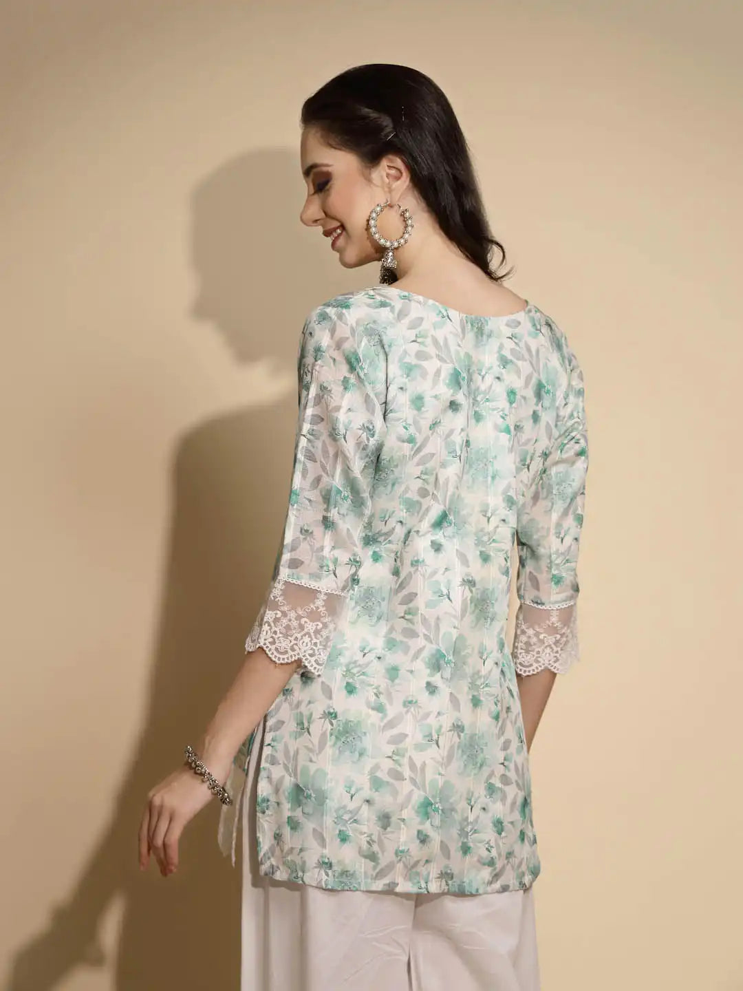 White Floral Print Cotton Tunic - Global Republic