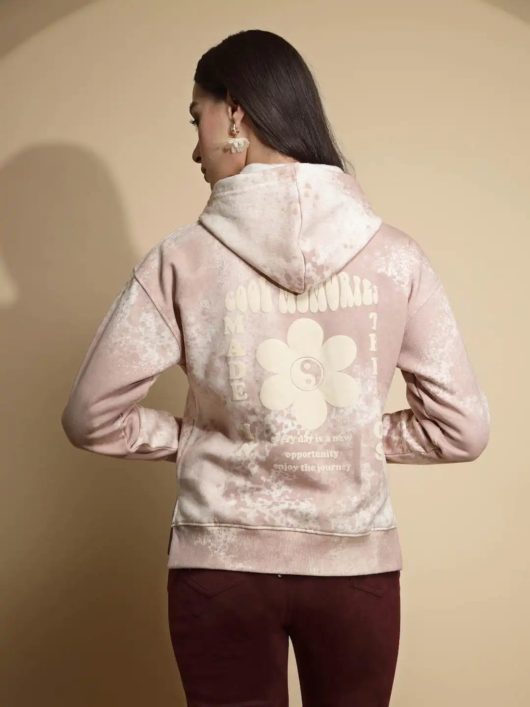 Pink Acrylic Hooded Sweatshirt - Global Republic