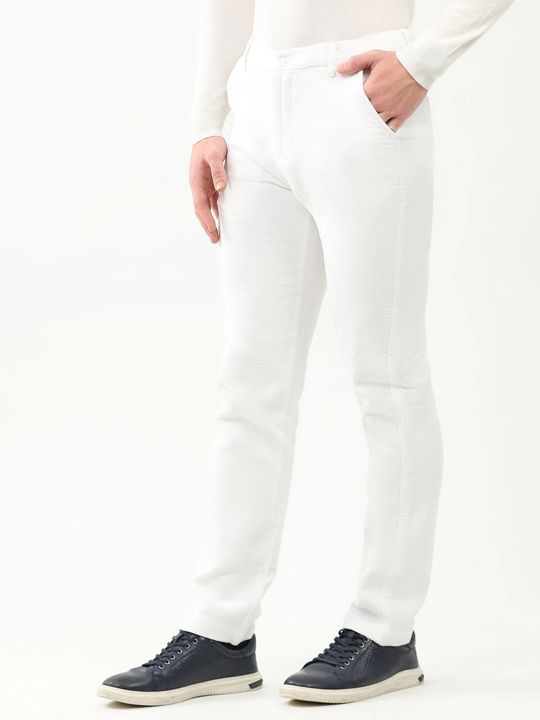 Effortless Solid Cotton Trousers - Global Republic