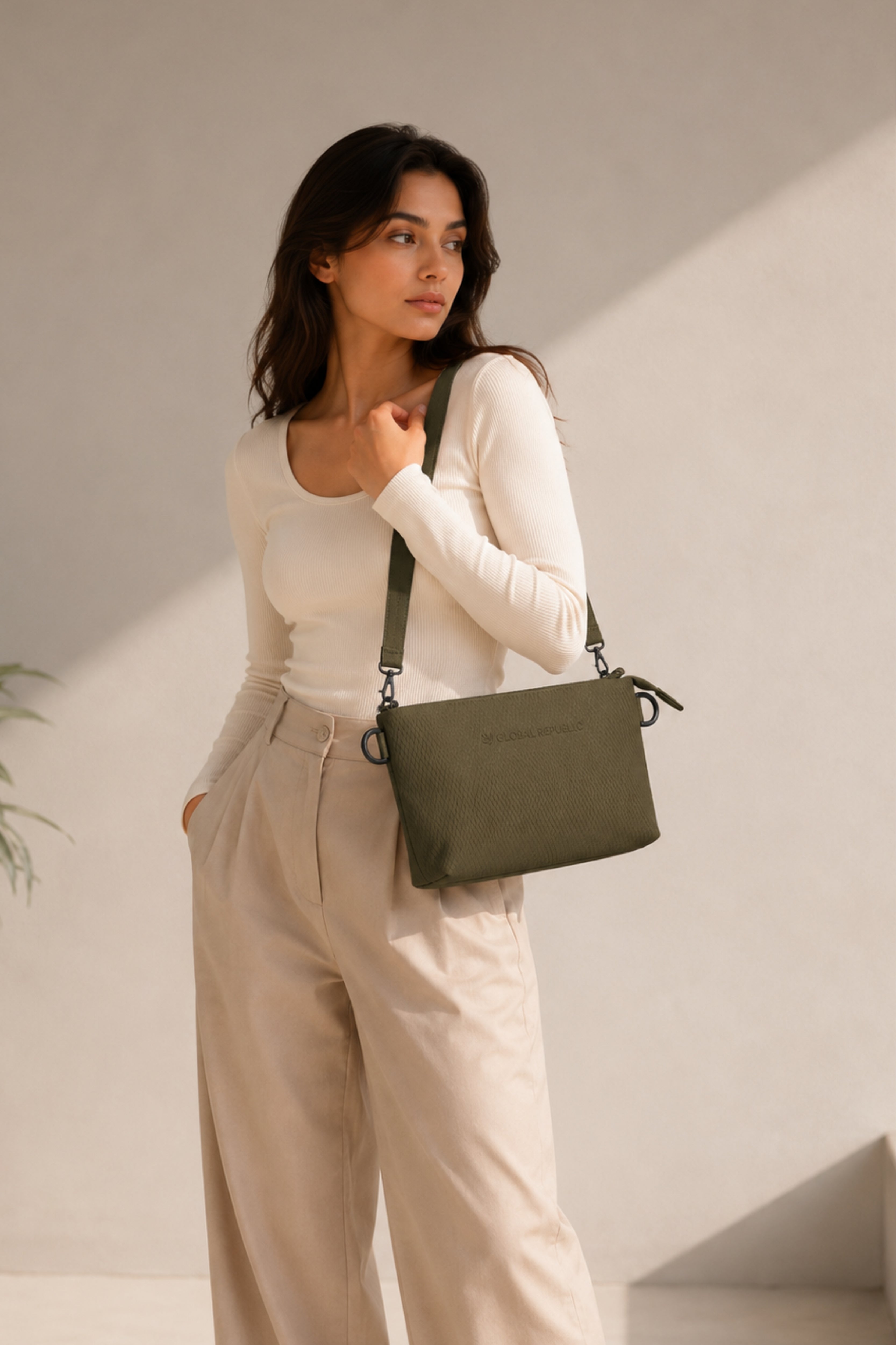 Coffee Brown Utility Kit Pouch Sling Bag