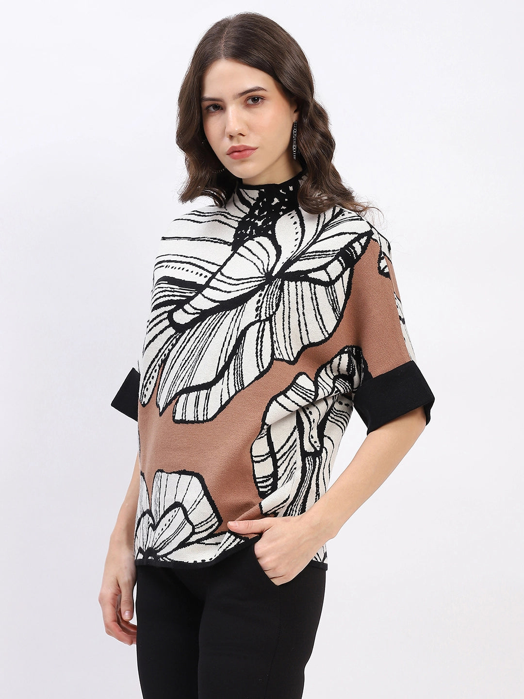 Abstract High Neck Pullover - Global Republic