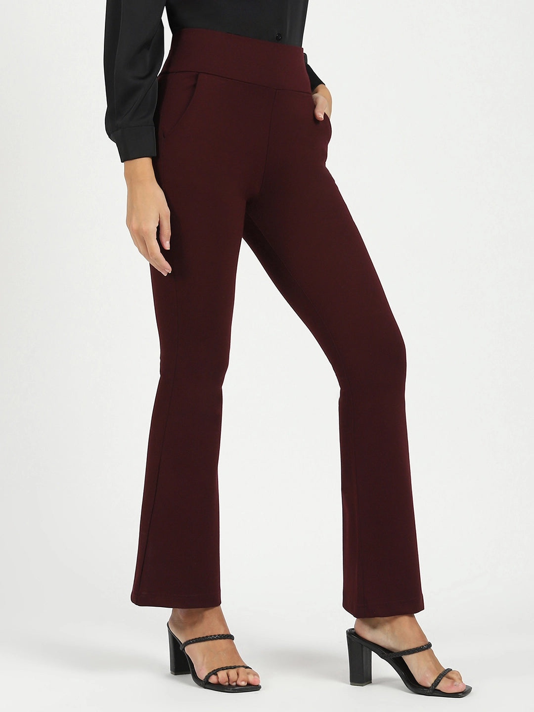 Burgundy Stretchable Bootcut Trouser - Global Republic