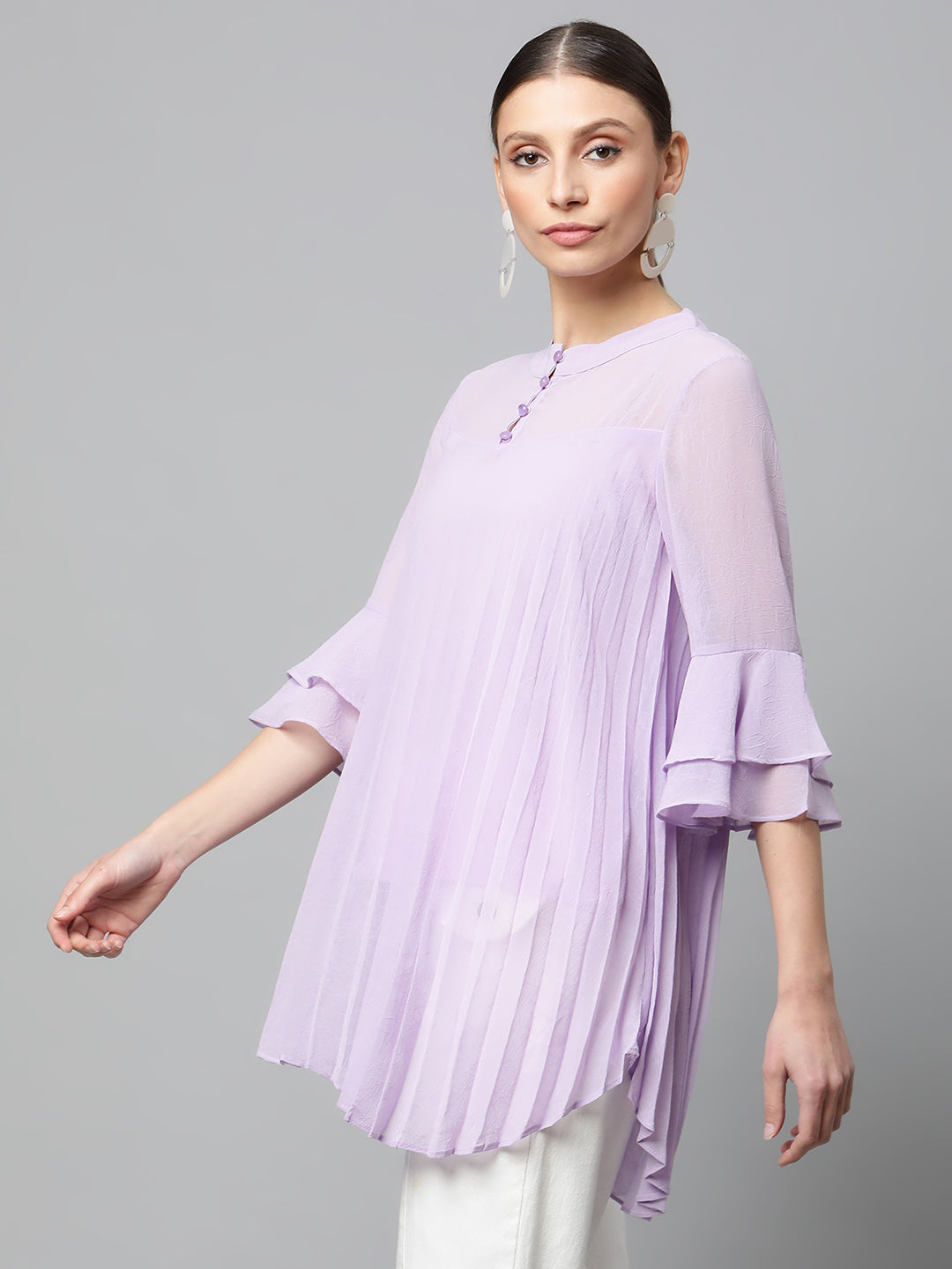 Pink Flared Fit Asymmetric Hem Top - Global Republic