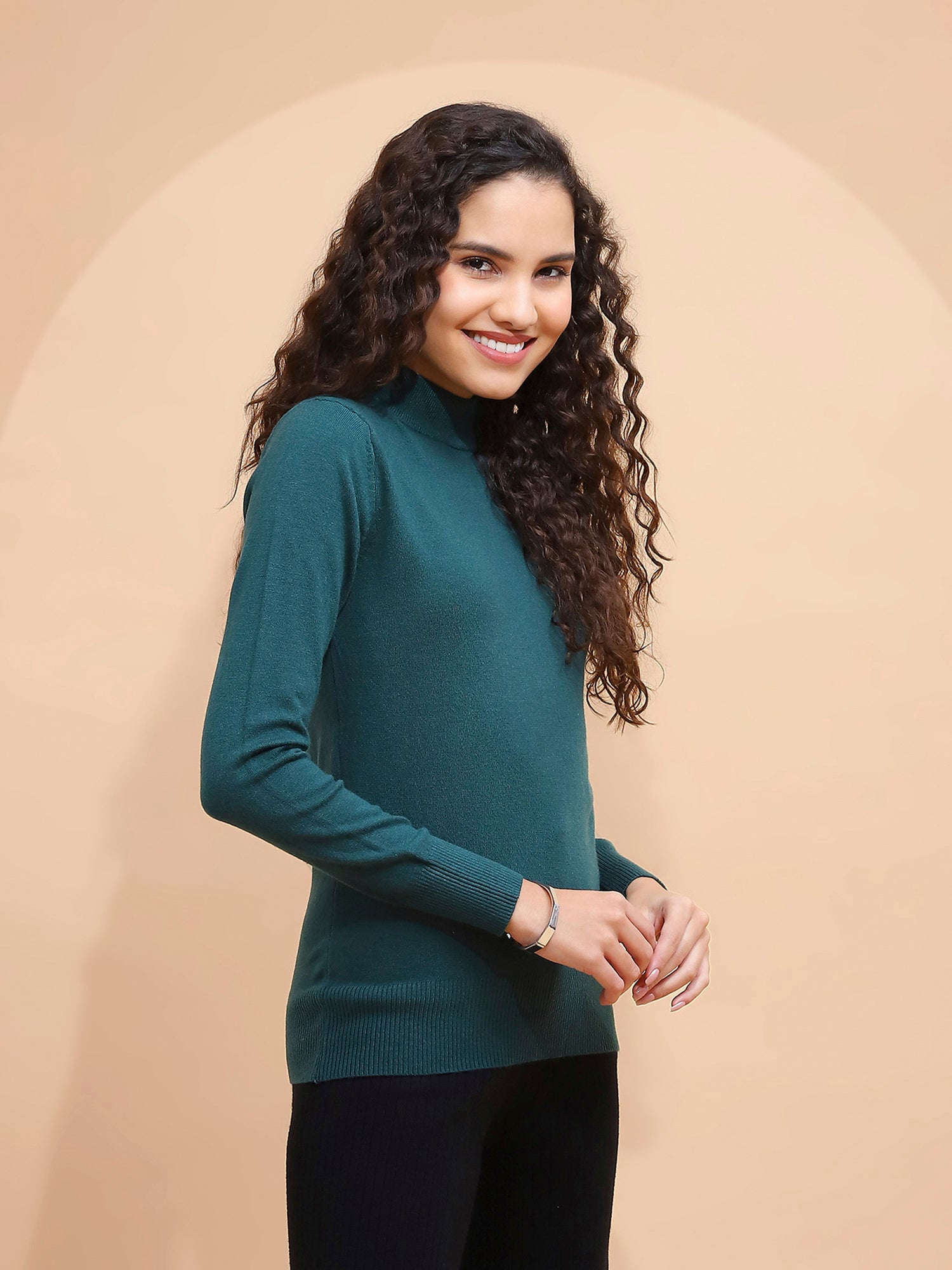 Bottle Green Turtle Neck Skivvy Top - Global Republic