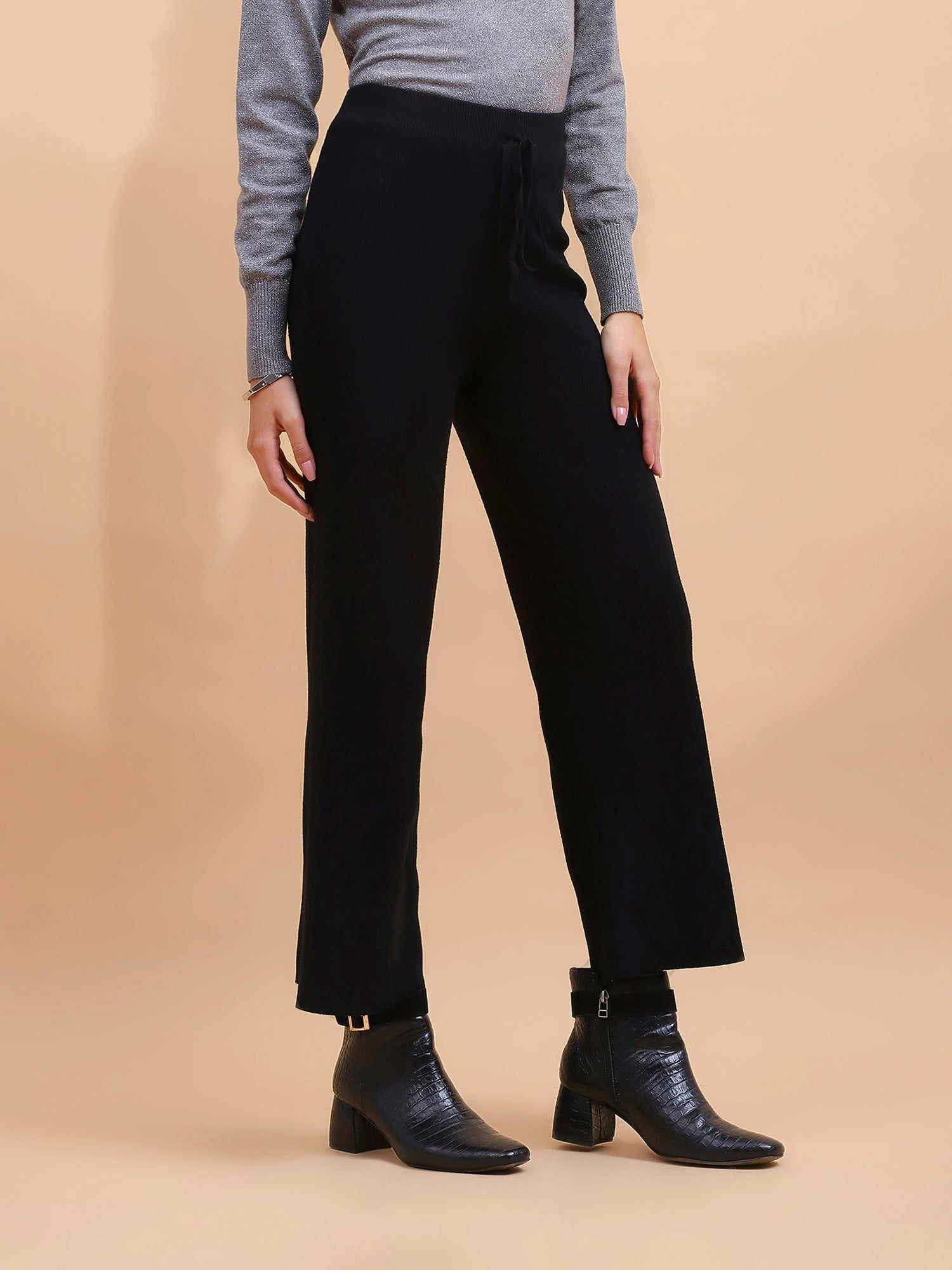 Black Viscose Blend Solid Lower - Global Republic