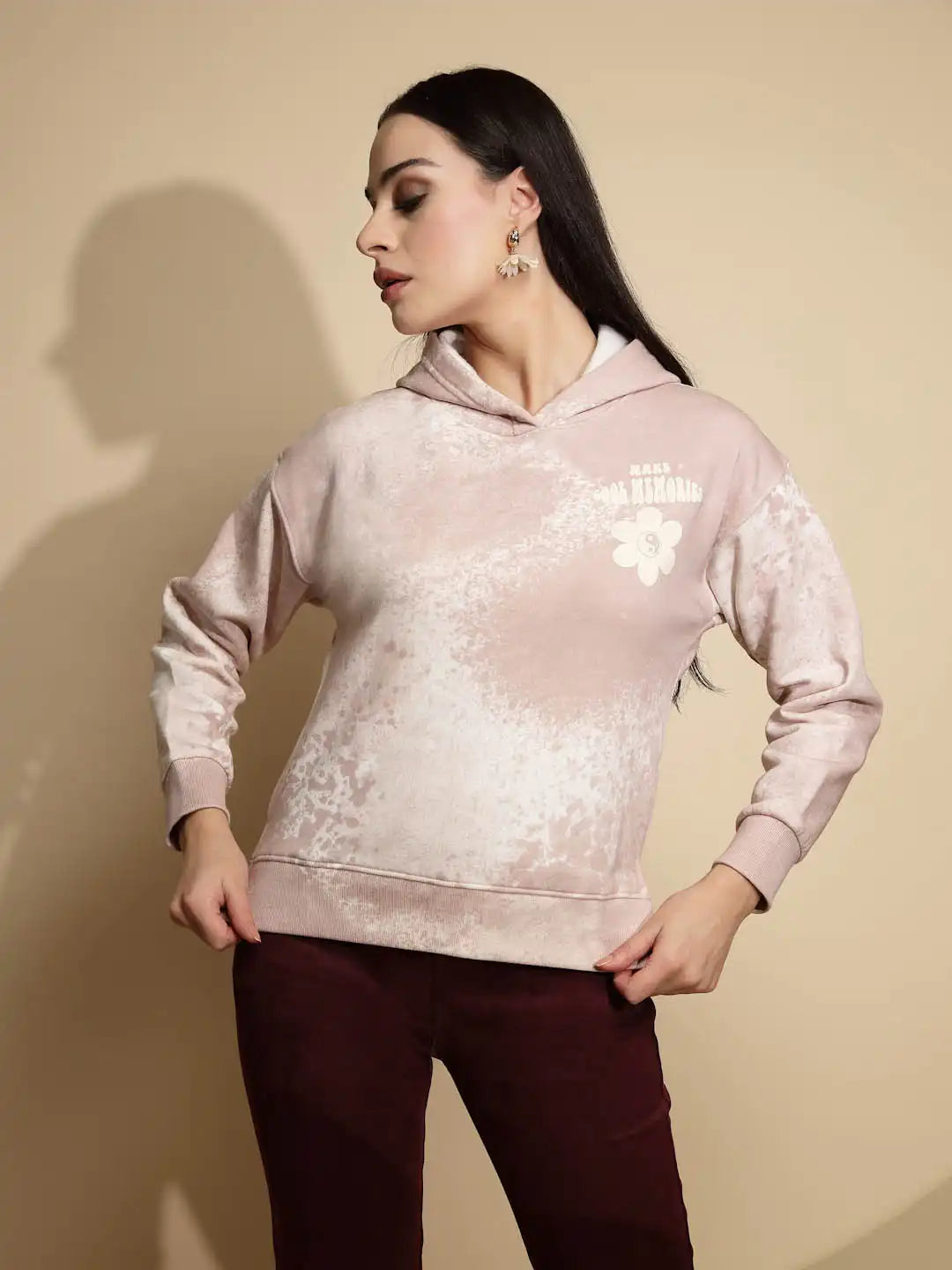 Pink Acrylic Hooded Sweatshirt - Global Republic