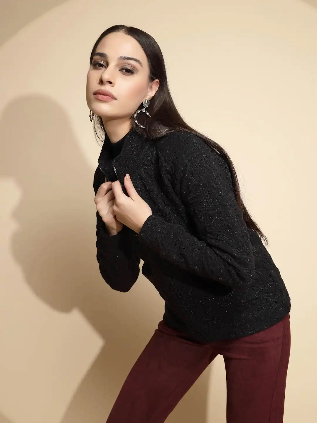 Black Solid Acrylic Sweatshirt - Global Republic