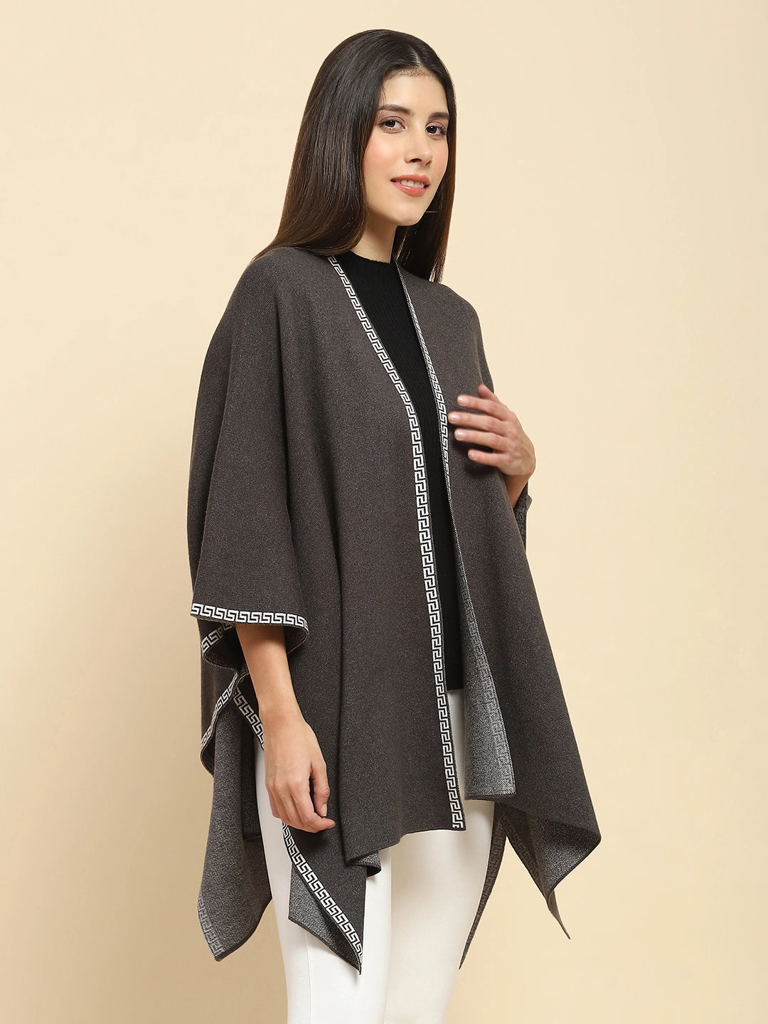 Charcoal Wool Blend Winter Shrug - Global Republic