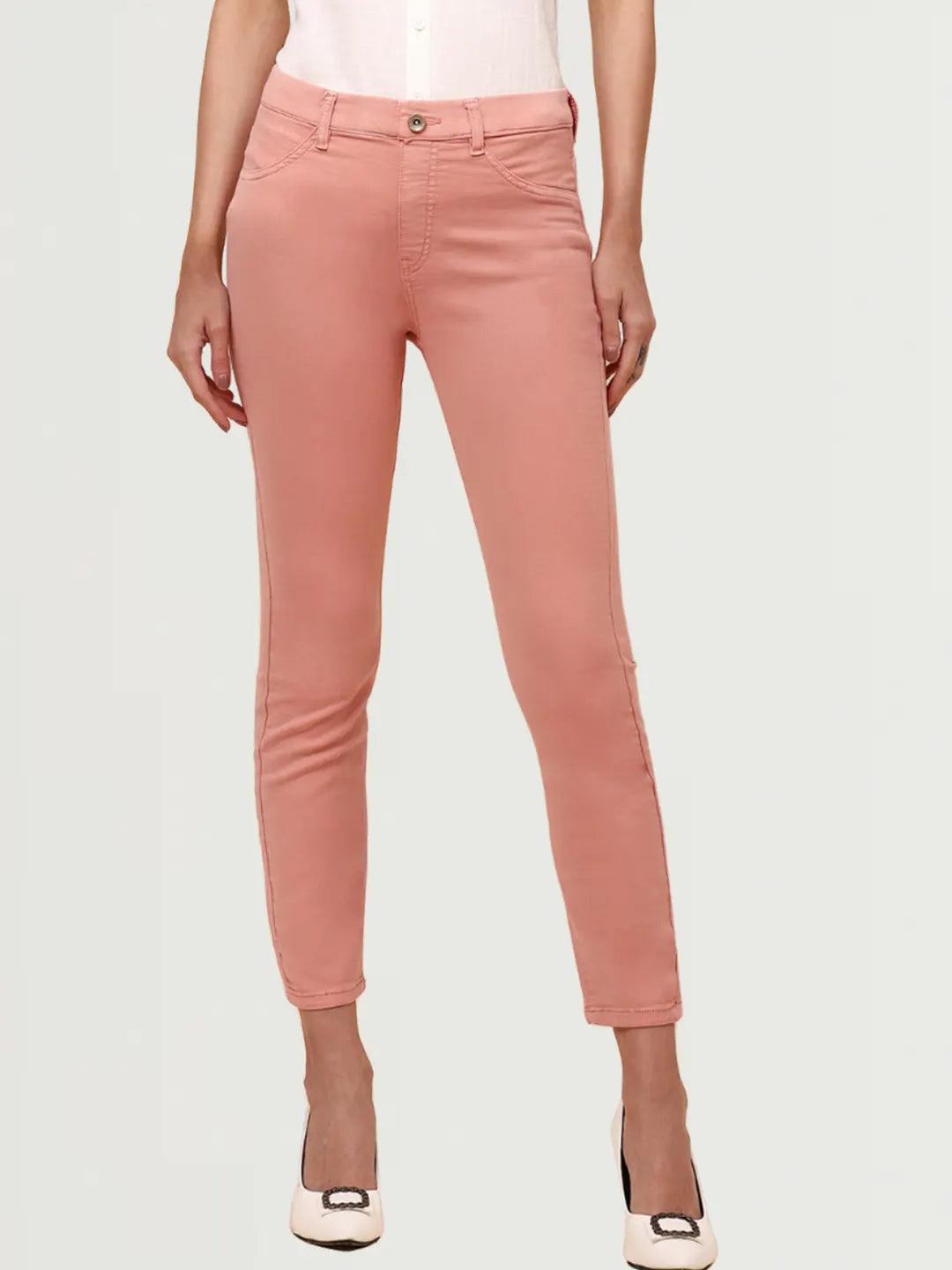 Pink Cotton Blend Slim Fit Jegging - Global Republic