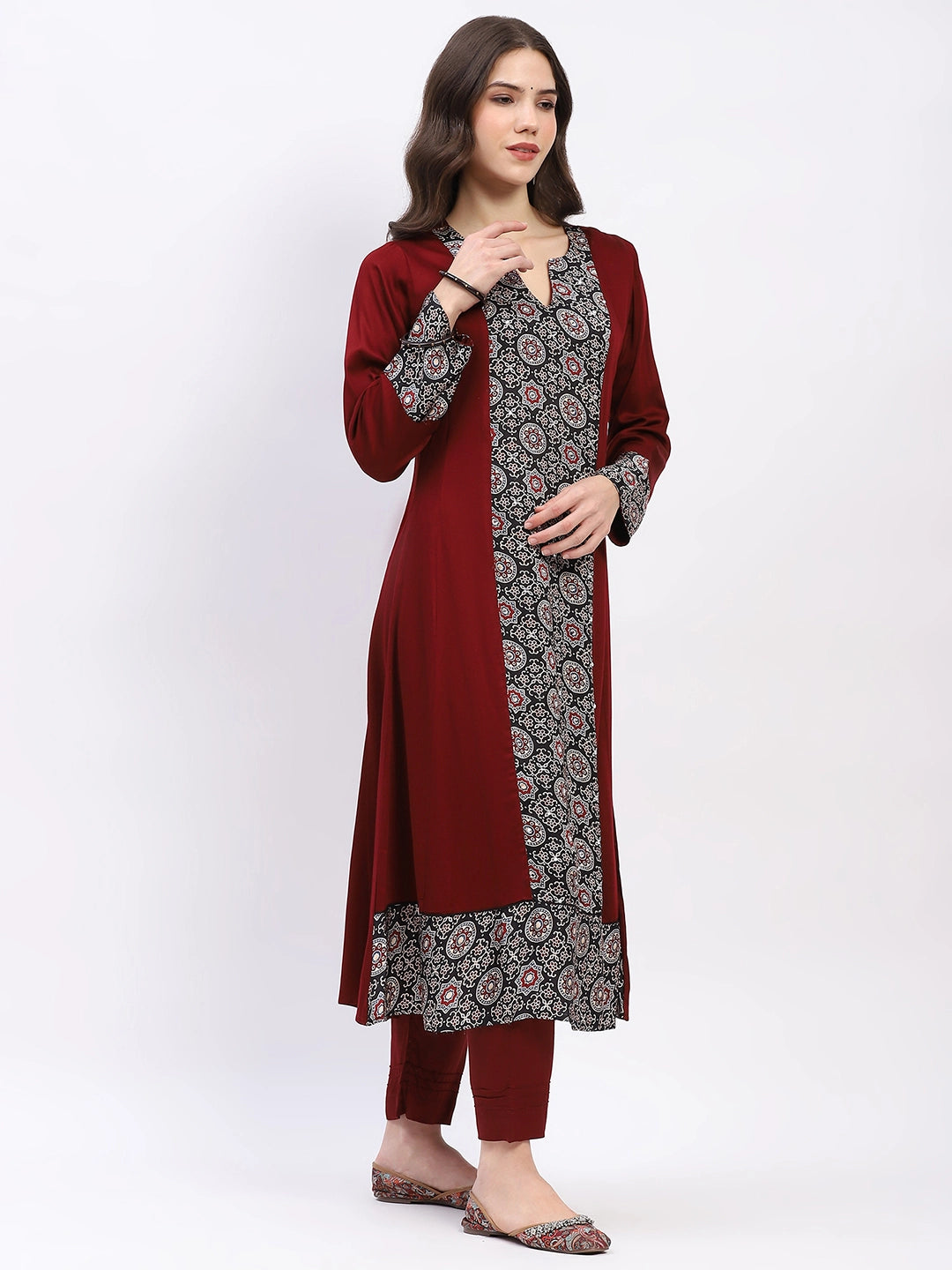 Maroon Modal Kurta Set - Global Republic