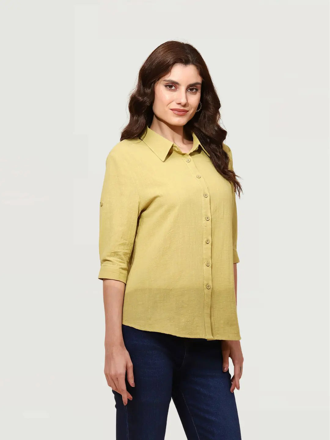 Light Olive Cotton Formal Shirt - Global Republic